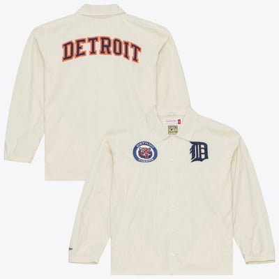  Detroit Tigers Mitchell & Ness Cooperstown Collection Retro Roots Coaches Jacket - Cream
