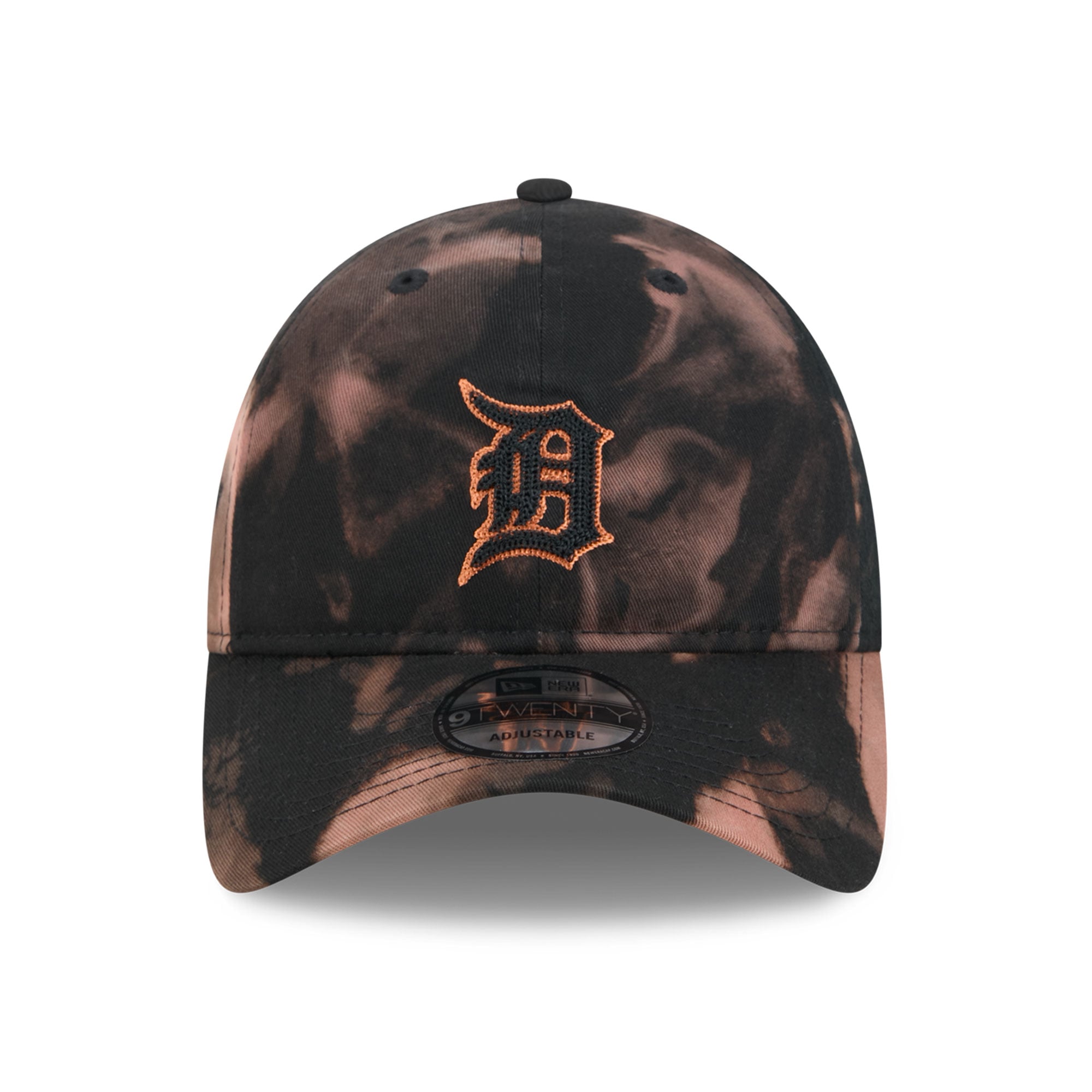 Men's New Era Black Detroit Tigers Bleach Wash 9TWENTY Adjustable Hat