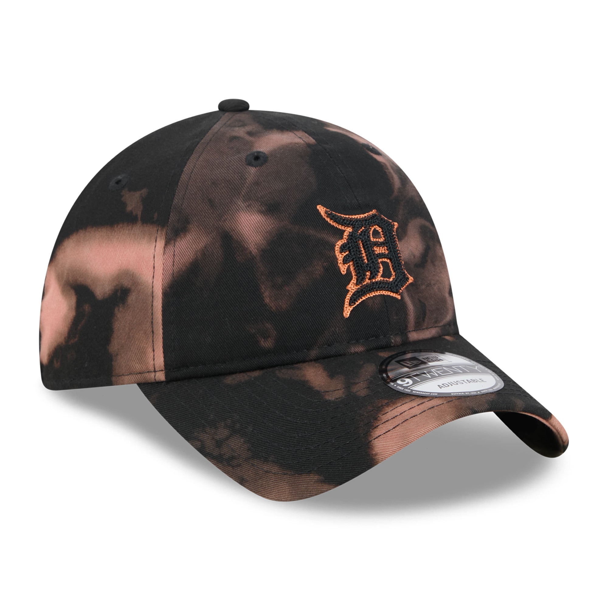 Men's New Era Black Detroit Tigers Bleach Wash 9TWENTY Adjustable Hat