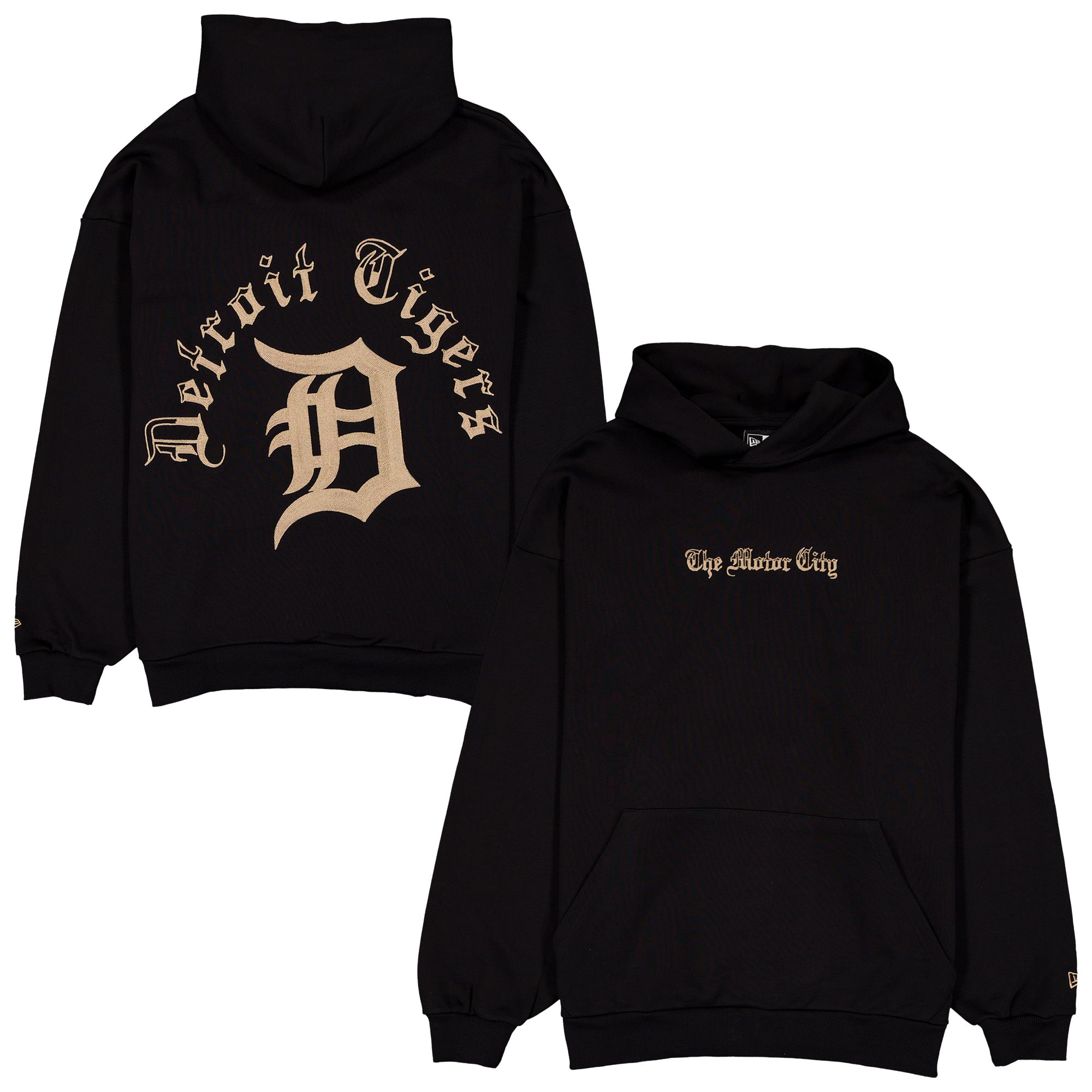 Men's New Era  Black Detroit Tigers Heritage Gothic Lettering Pullover Hoodie