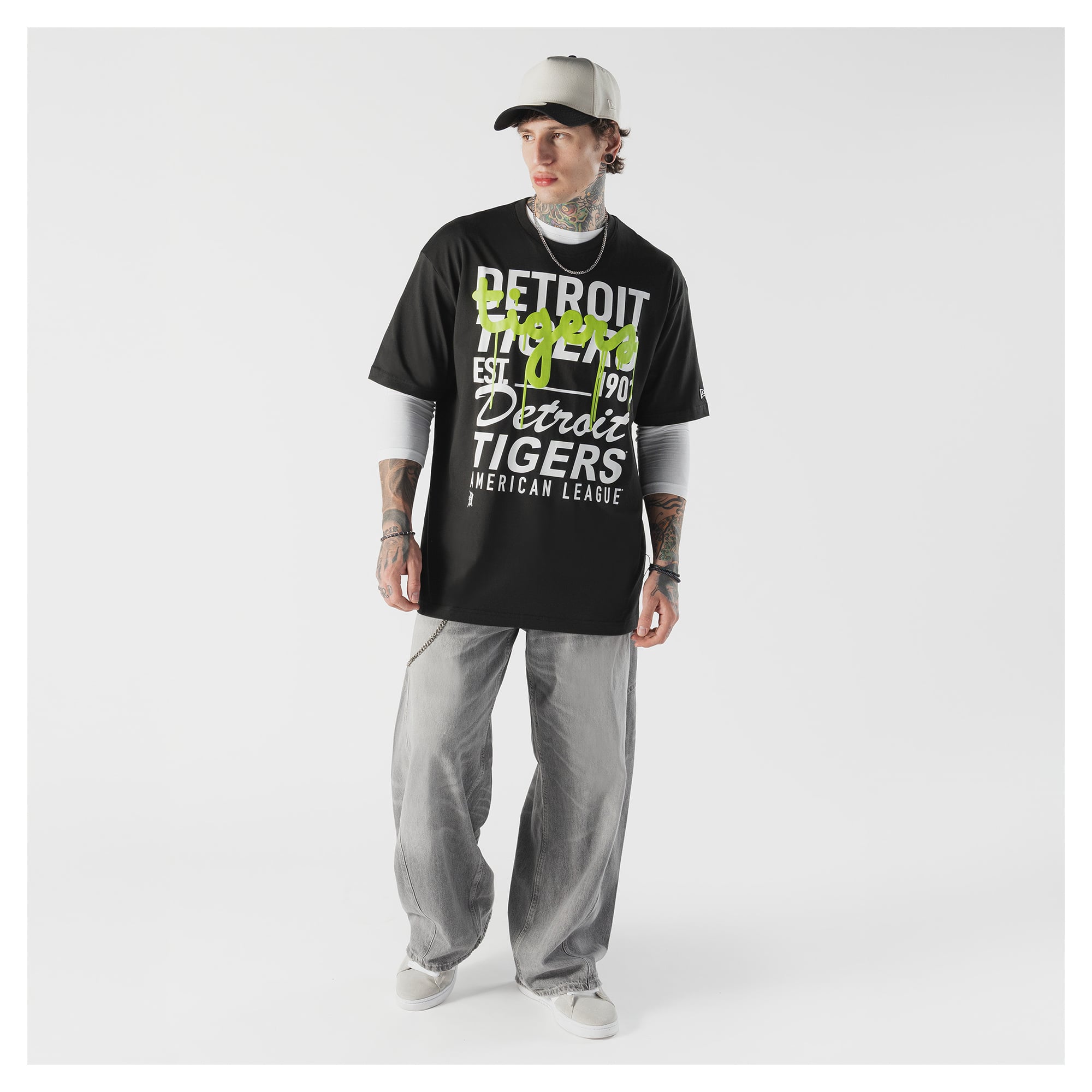 T-shirt homme New Era noir Detroit Tigers Lifestyle Glow Spray Paint