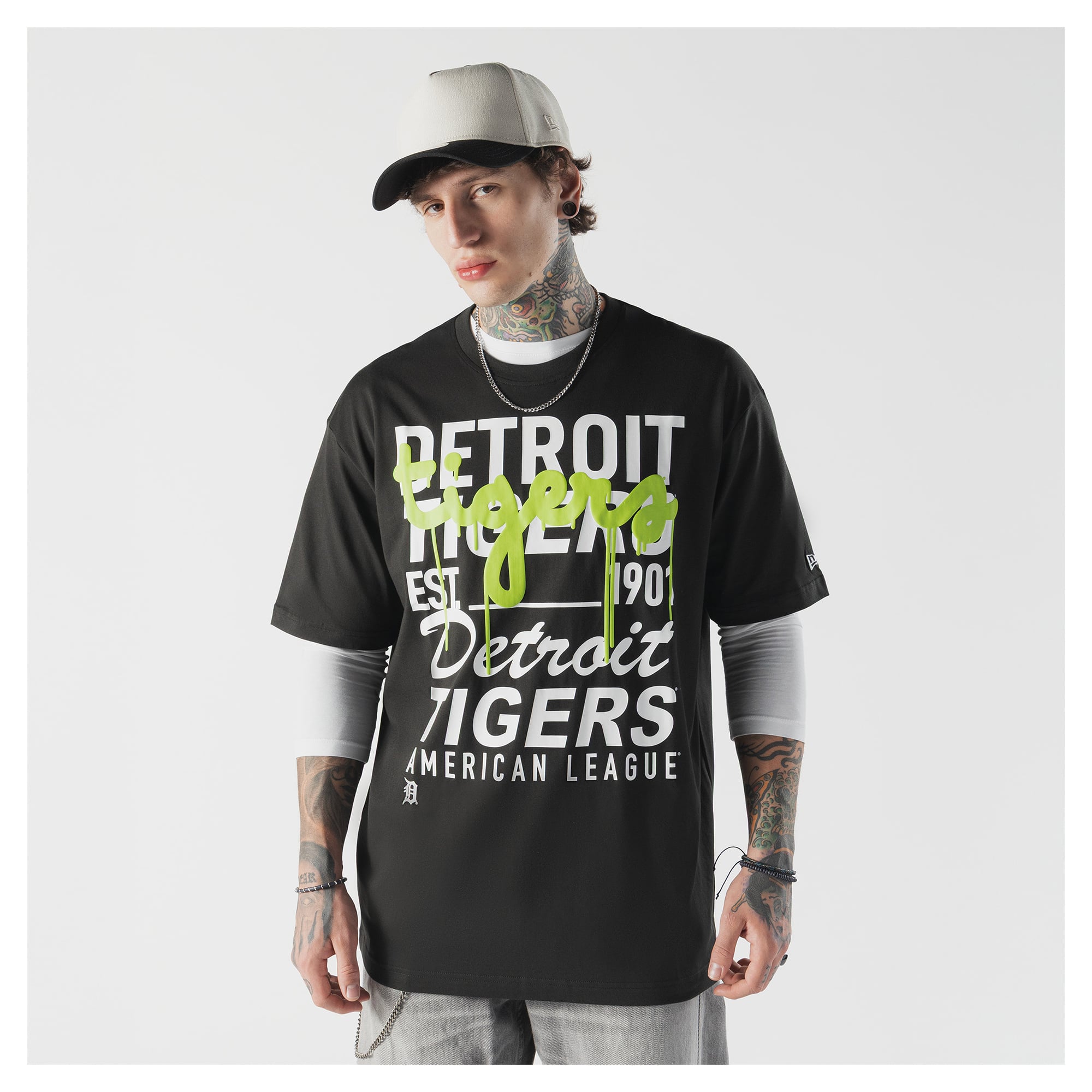 T-shirt homme New Era noir Detroit Tigers Lifestyle Glow Spray Paint
