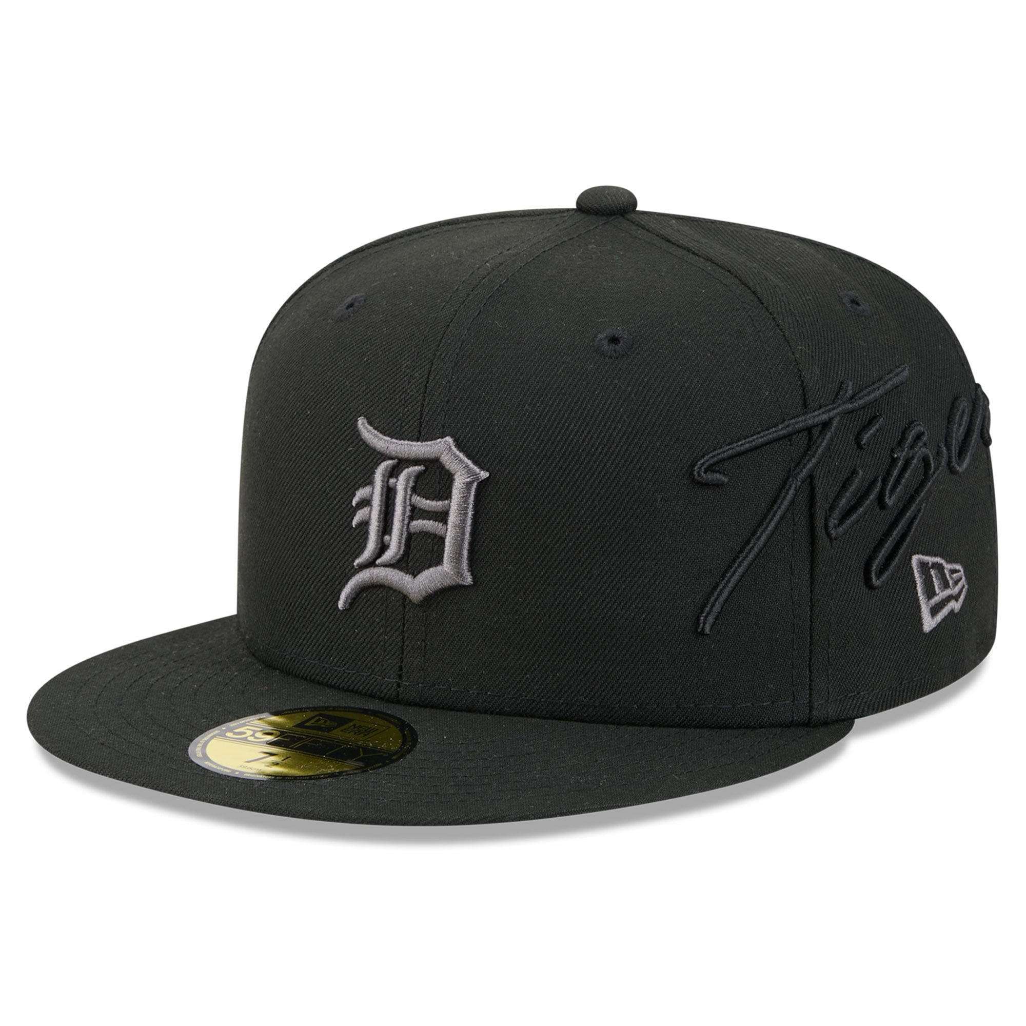 Men's New Era Black Detroit Tigers Side Script 59FIFTY Fitted Hat