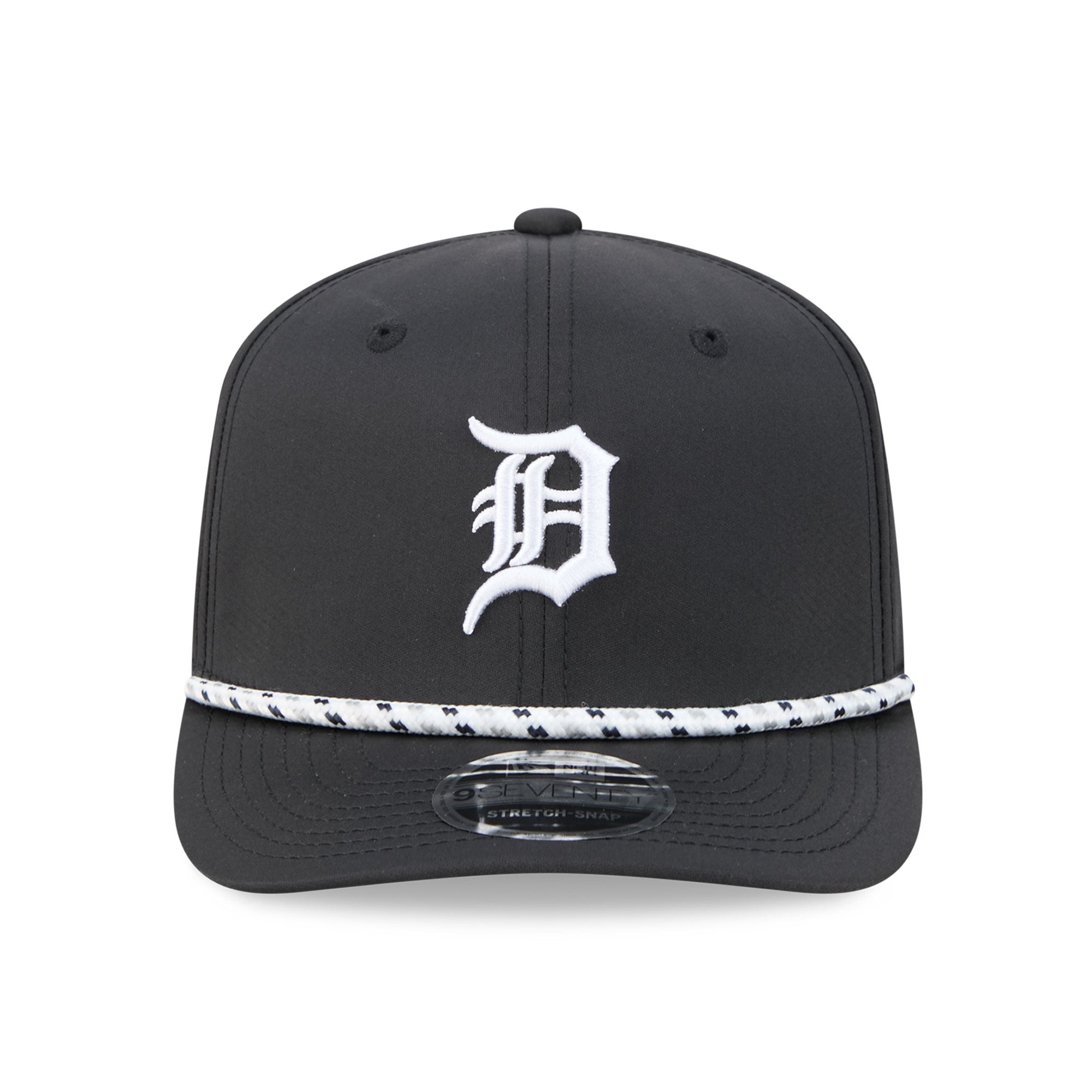 Men's New Era  Black Detroit Tigers Vented 9SEVENTY Rope Adjustable Hat