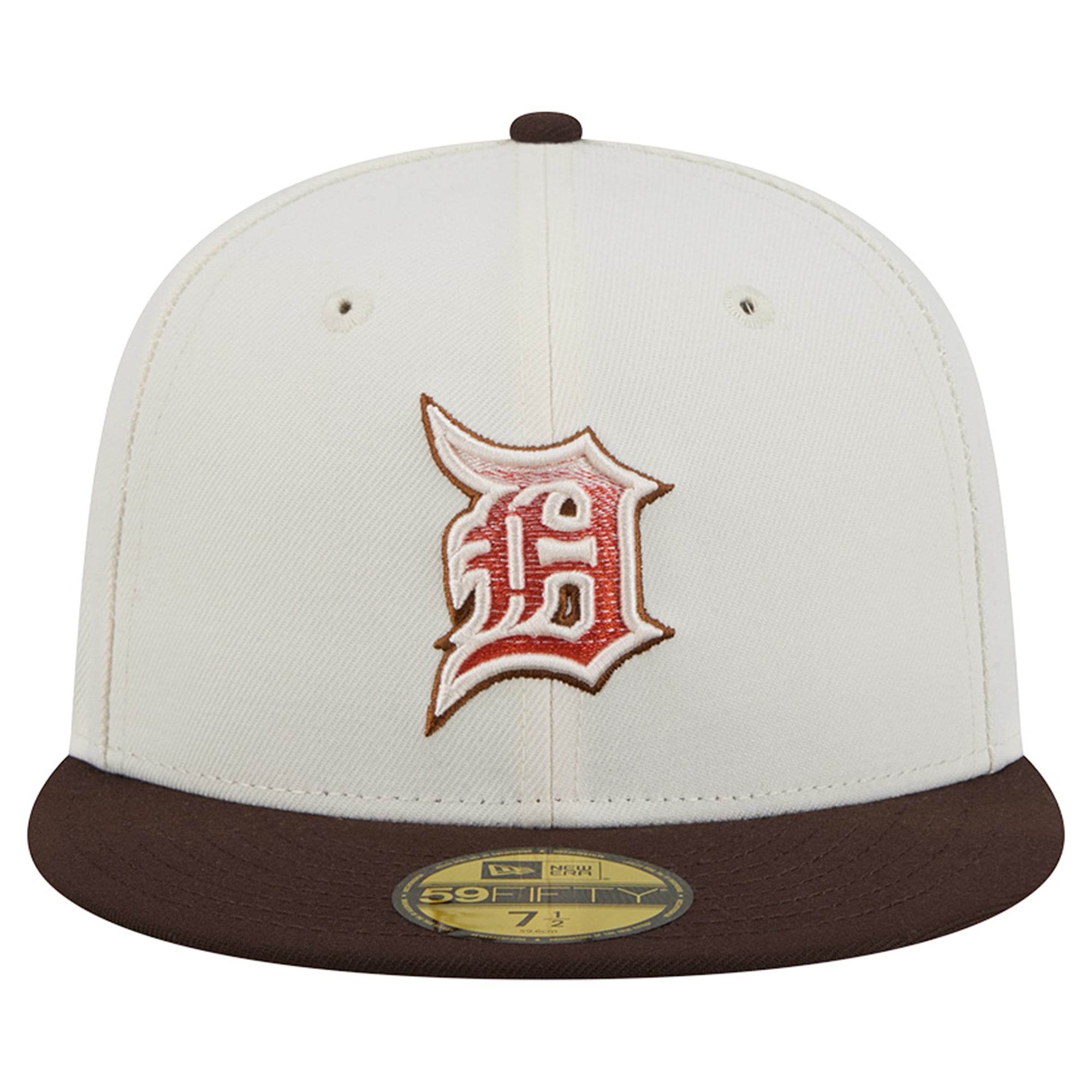Casquette ajustée New Era 59FIFTY pour homme, couleur naturelle/marron, Detroit Tigers, motif citrouille épicée