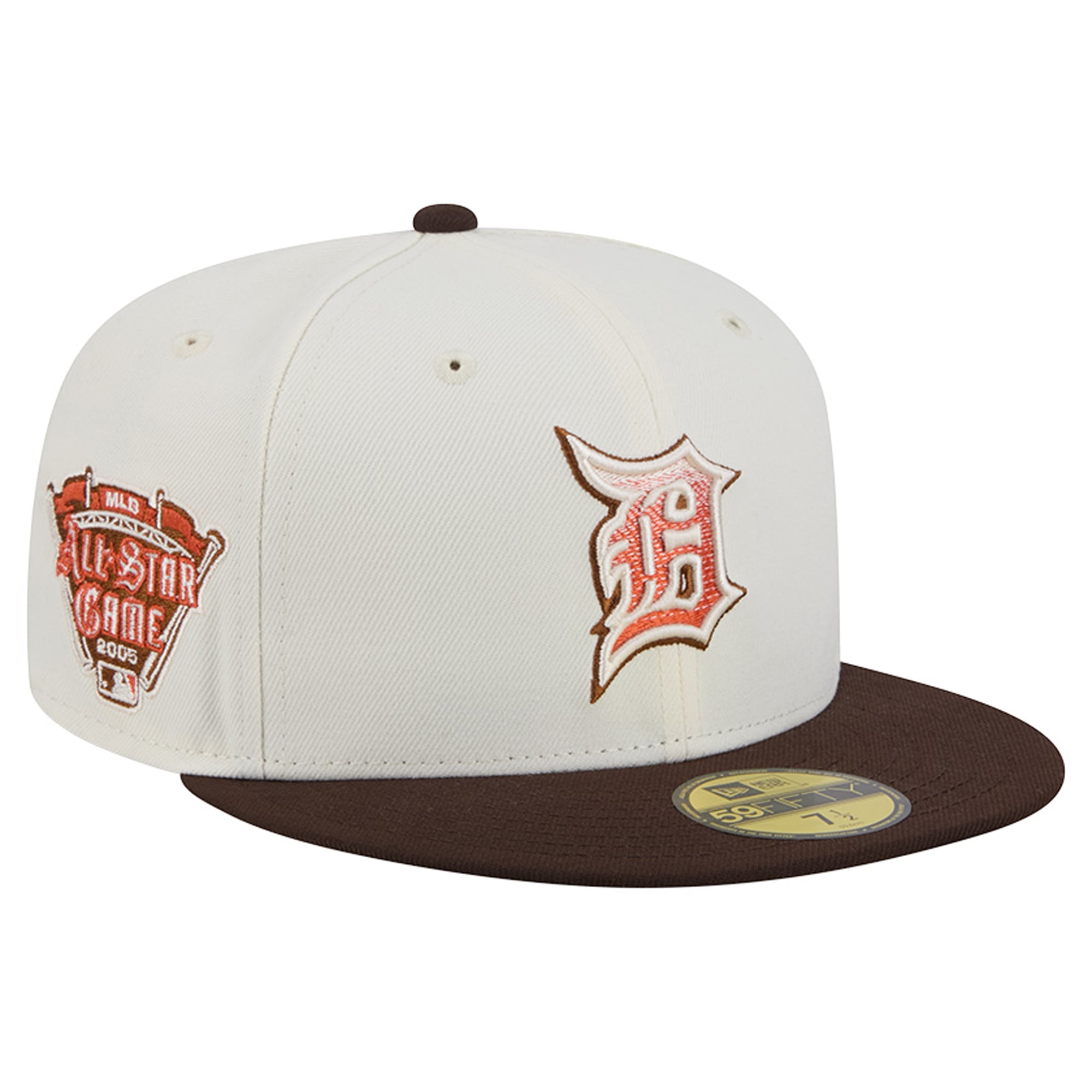 Casquette ajustée New Era 59FIFTY pour homme, couleur naturelle/marron, Detroit Tigers, motif citrouille épicée