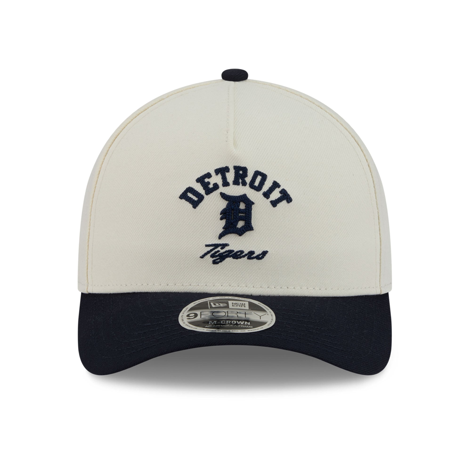 Men's New Era Natural/Navy Detroit Tigers Arch 9FORTY A-Frame M-Crown Adjustable Hat