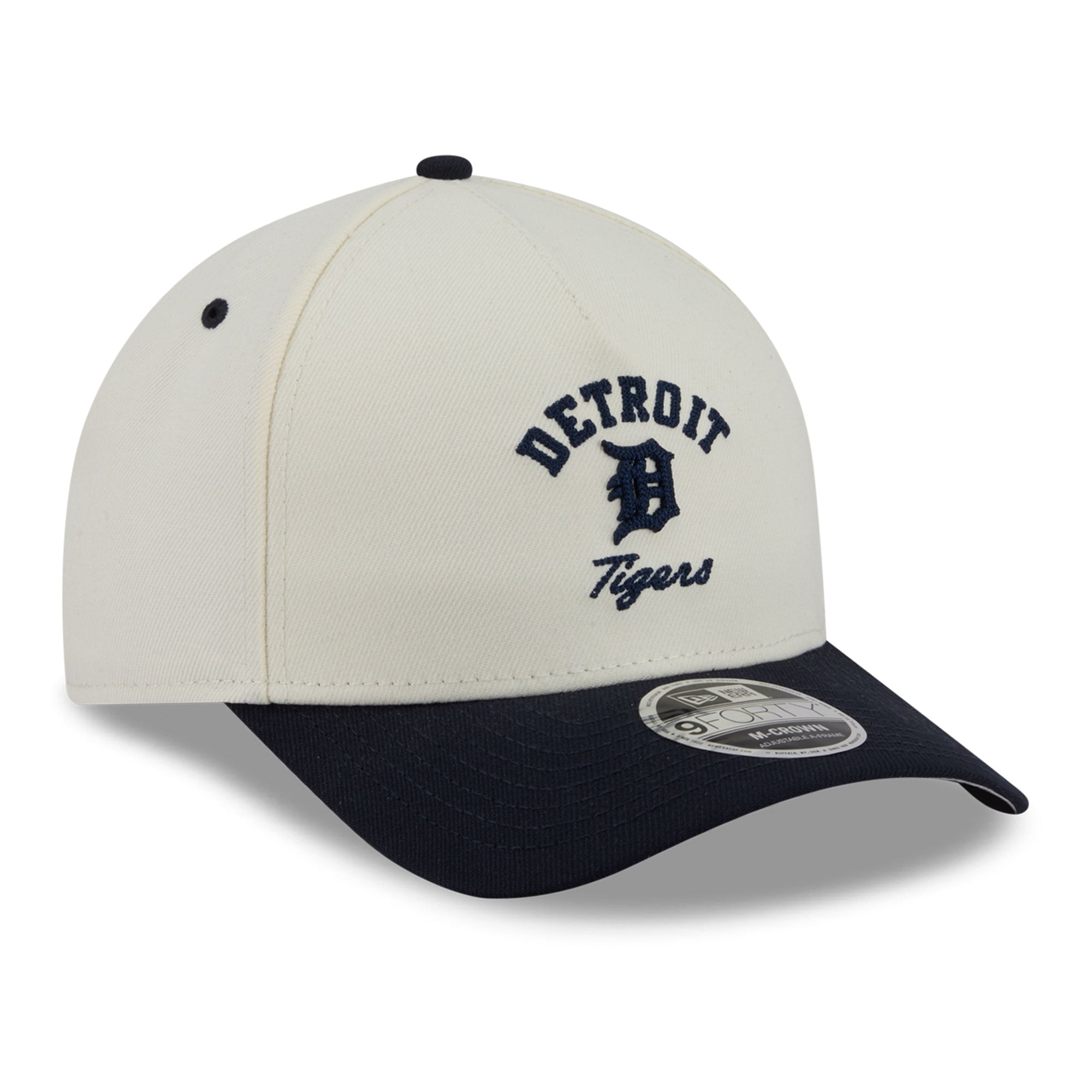 Men's New Era Natural/Navy Detroit Tigers Arch 9FORTY A-Frame M-Crown Adjustable Hat