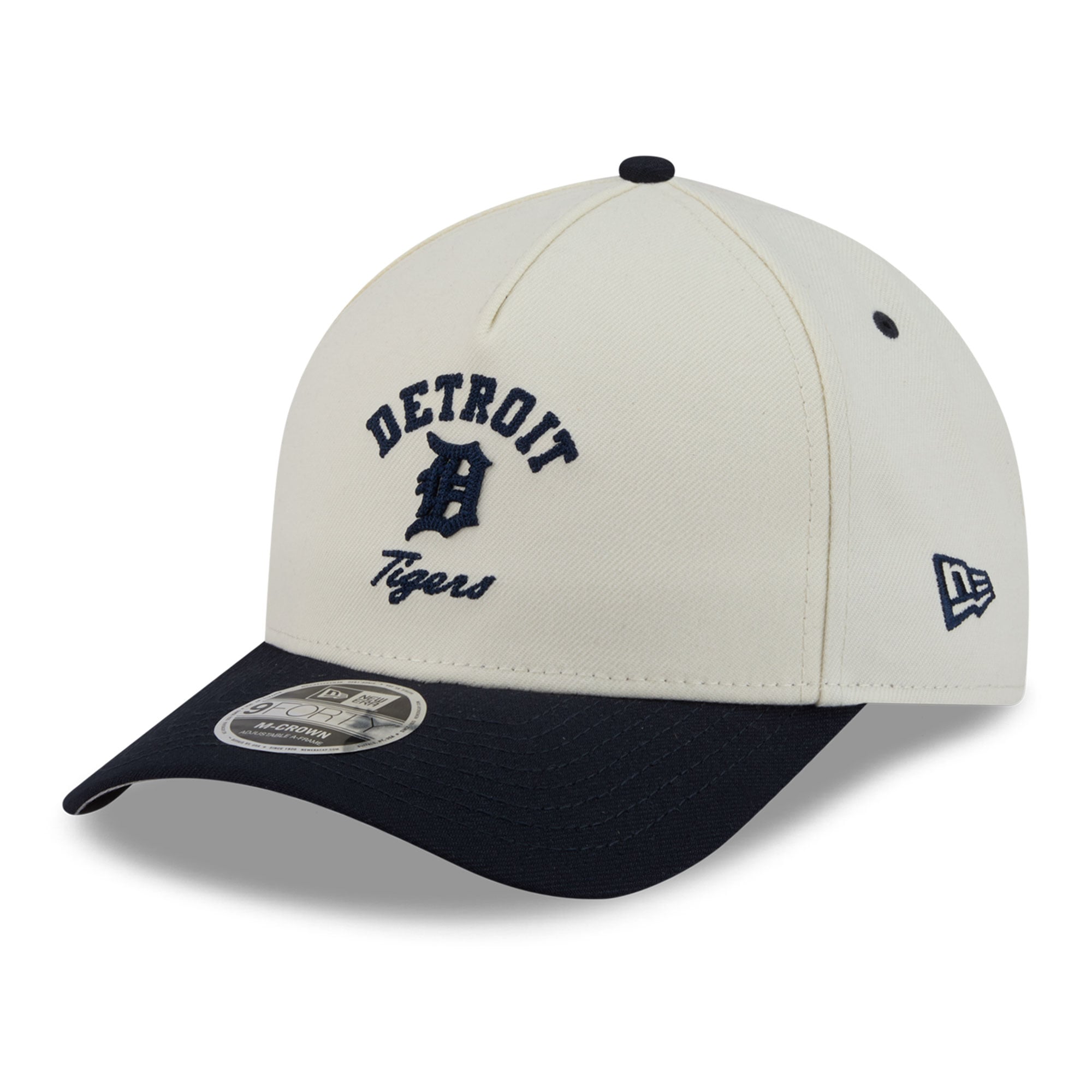 Casquette ajustable New Era Arch 9FORTY A-Frame M-Crown pour homme, coloris naturel/marine, Detroit Tigers.