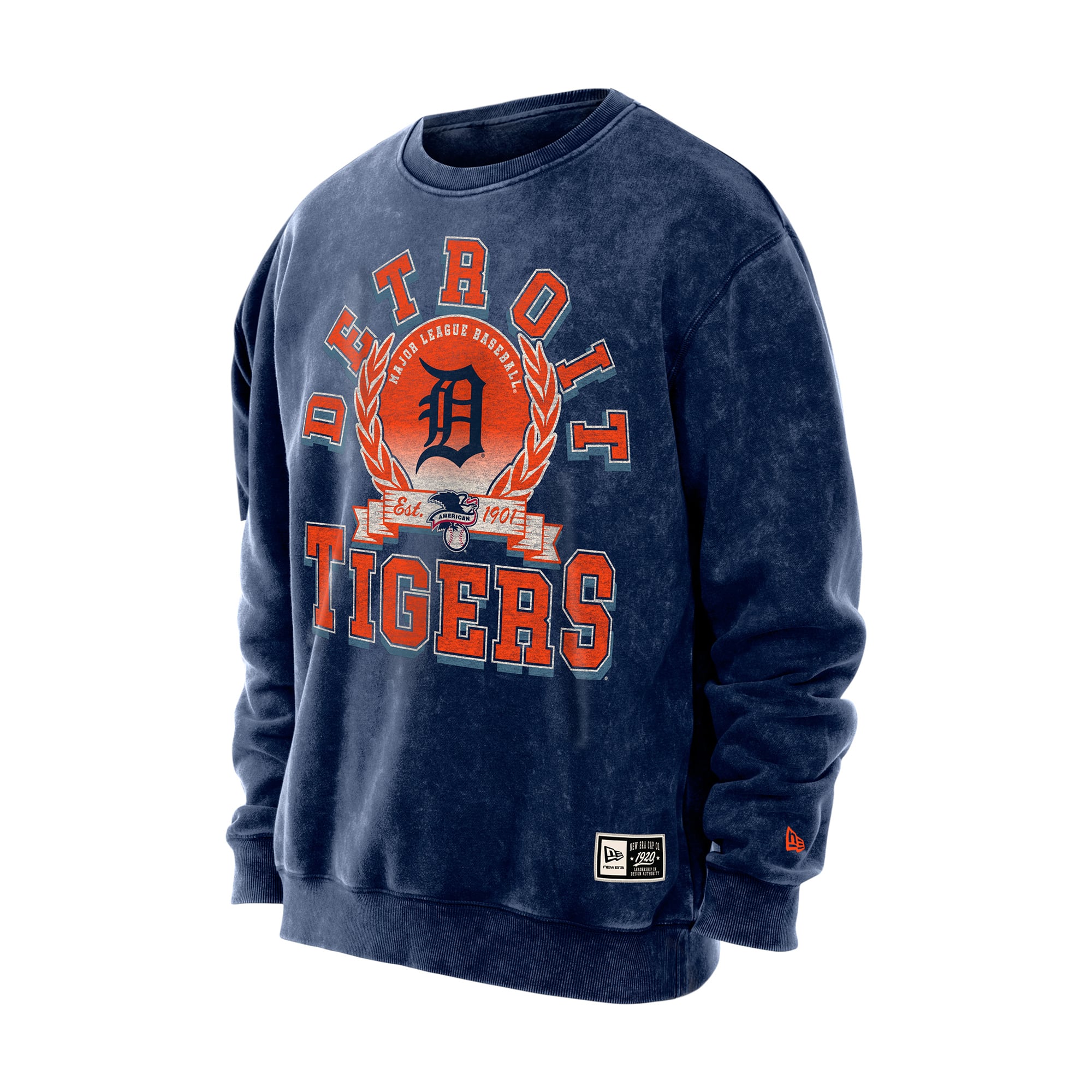 Sweat-shirt à col rond New Era bleu marine Detroit Tigers pour homme