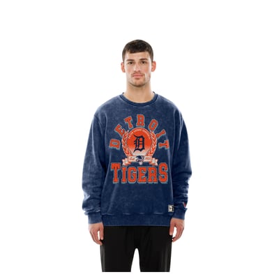  Detroit Tigers New Era Mineral Washed Crewneck Sweatshirt - Navy