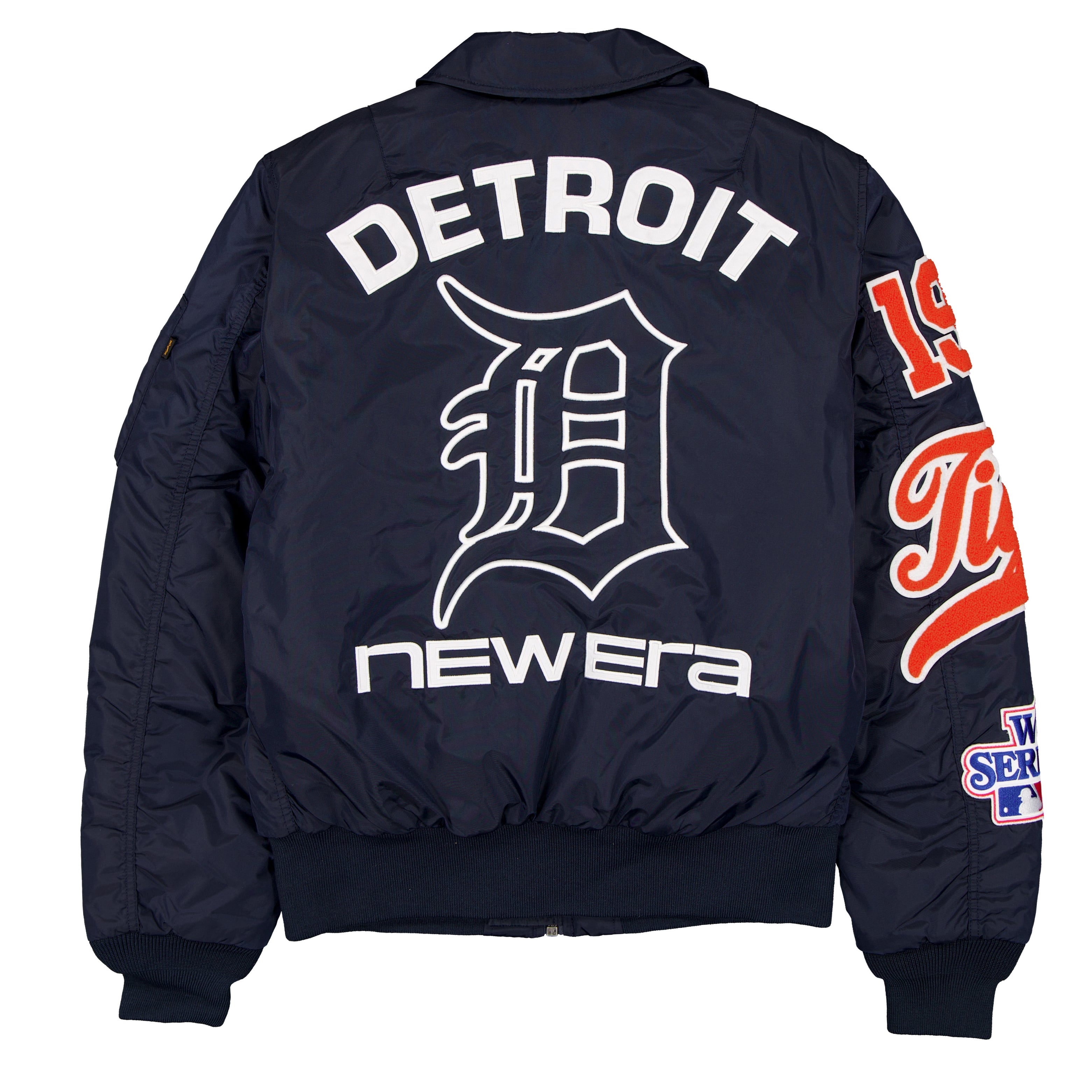 Veste bomber zippée intégrale New Era x Alpha Industries bleu marine Detroit Tigers MA-1 pour homme