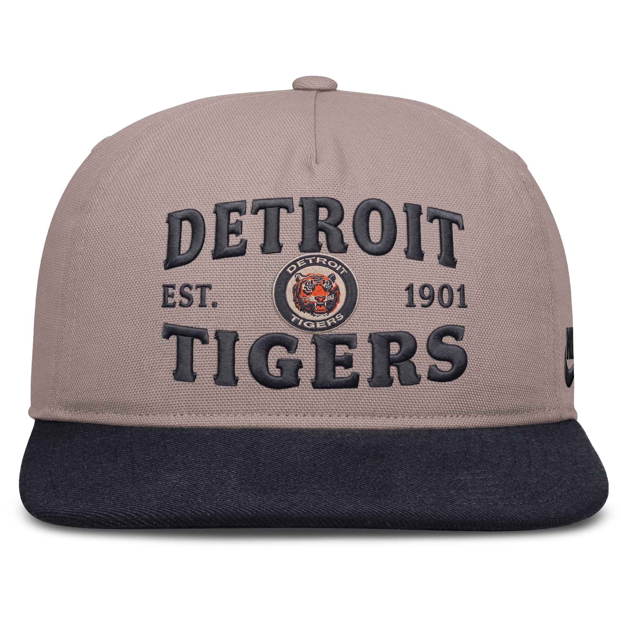 Casquette ajustable Nike Detroit Tigers Cooperstown Pro 5 panneaux marron clair/marine pour homme