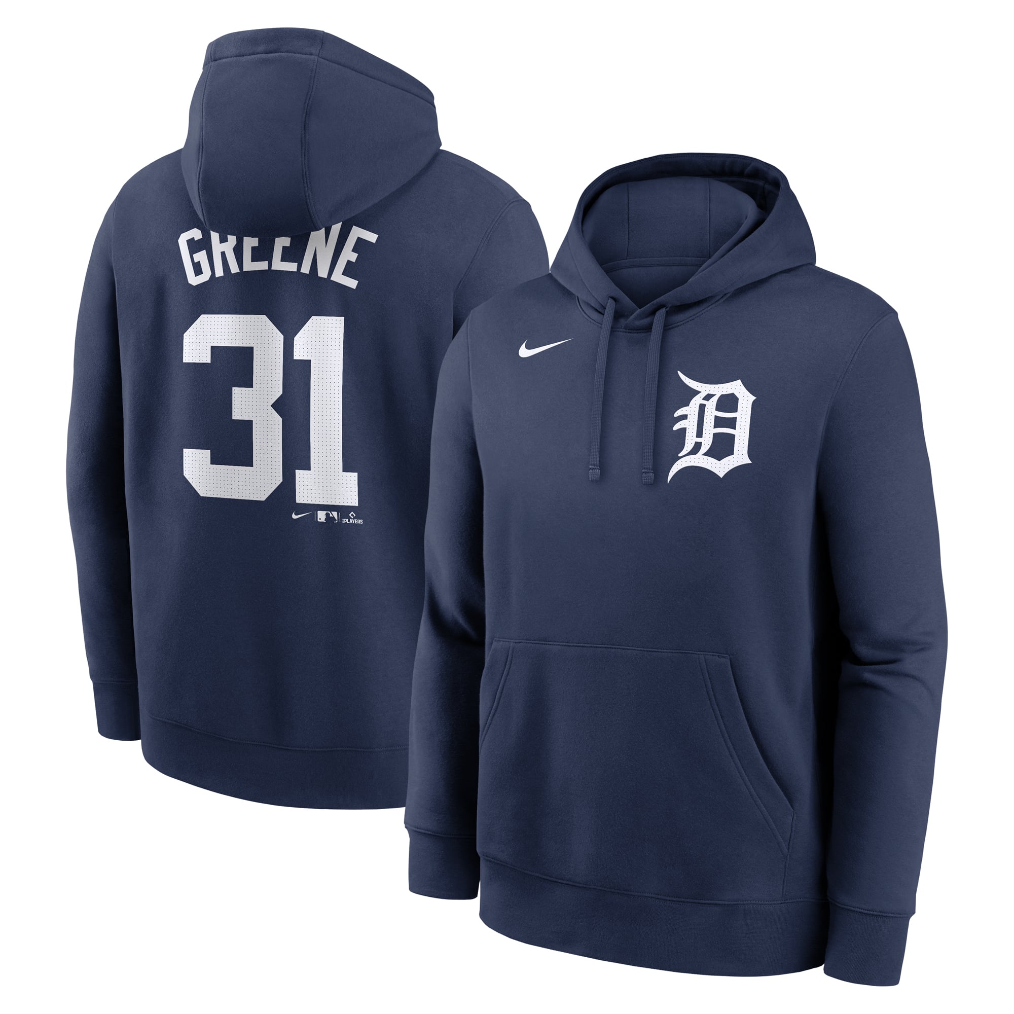 Men's Nike Riley Greene Navy Detroit Tigers Player Name & Number Club Pullover Hoodie