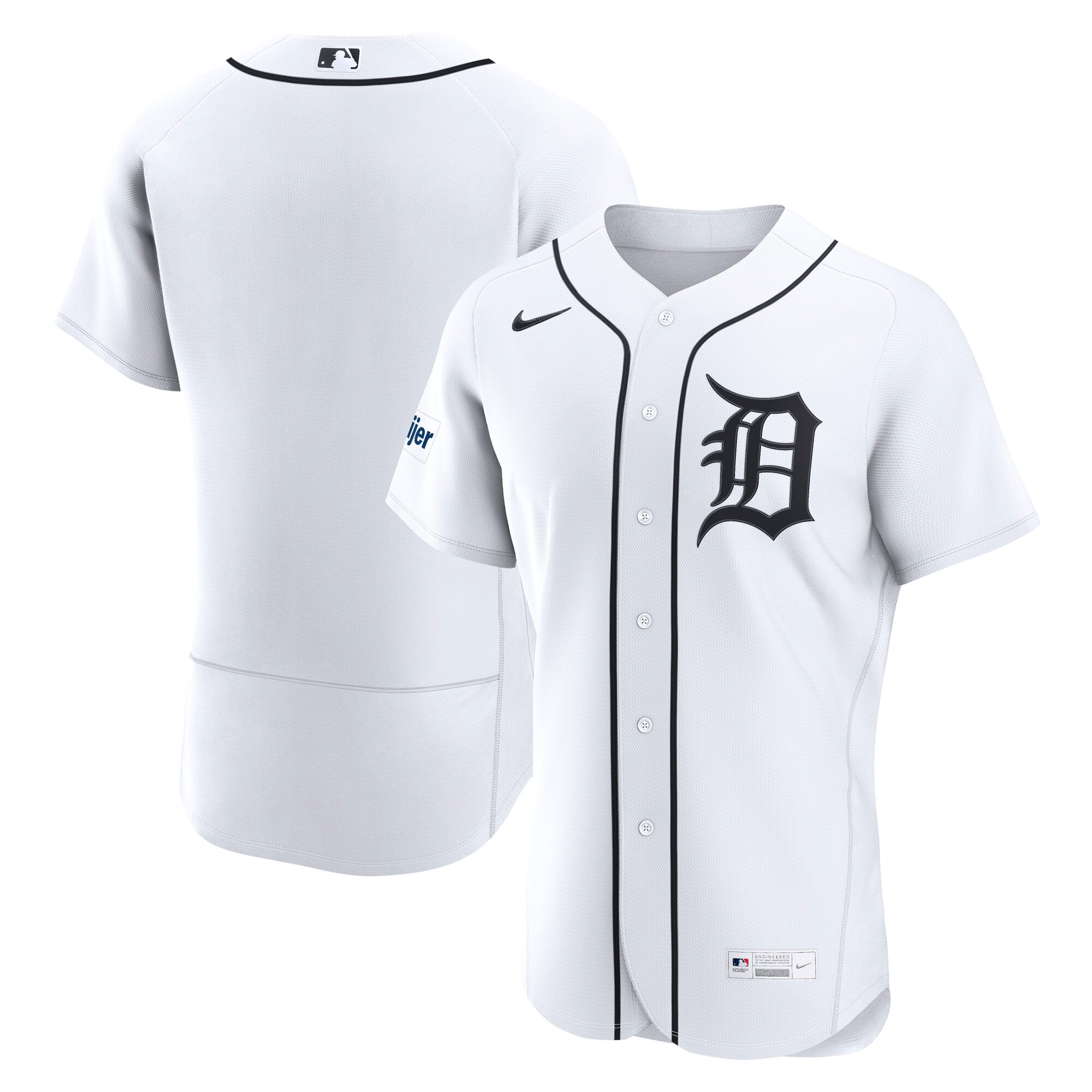 Maillot authentique domicile Nike Detroit Tigers blanc pour homme, avec écusson du sponsor