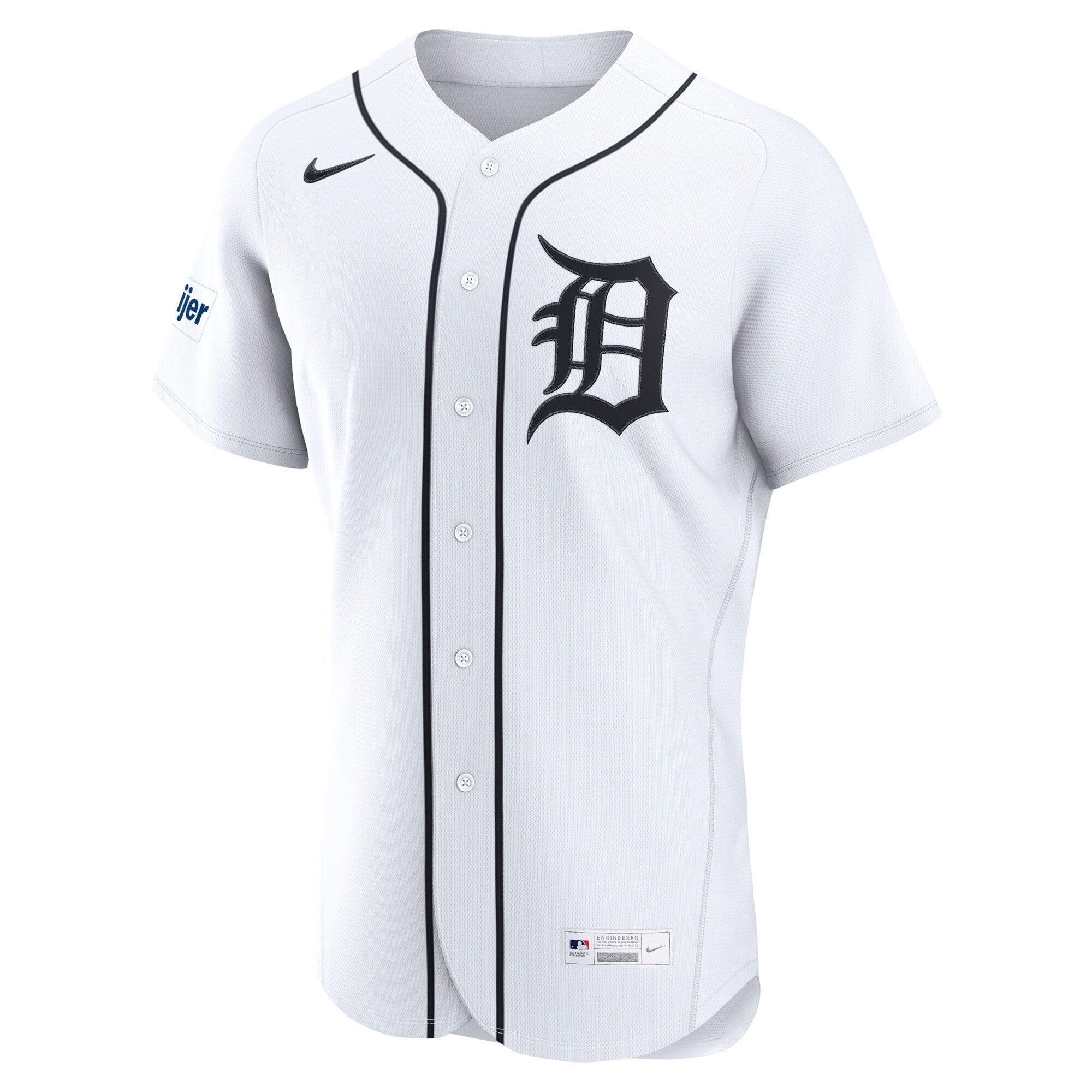Maillot authentique domicile Nike Detroit Tigers blanc pour homme, avec écusson du sponsor