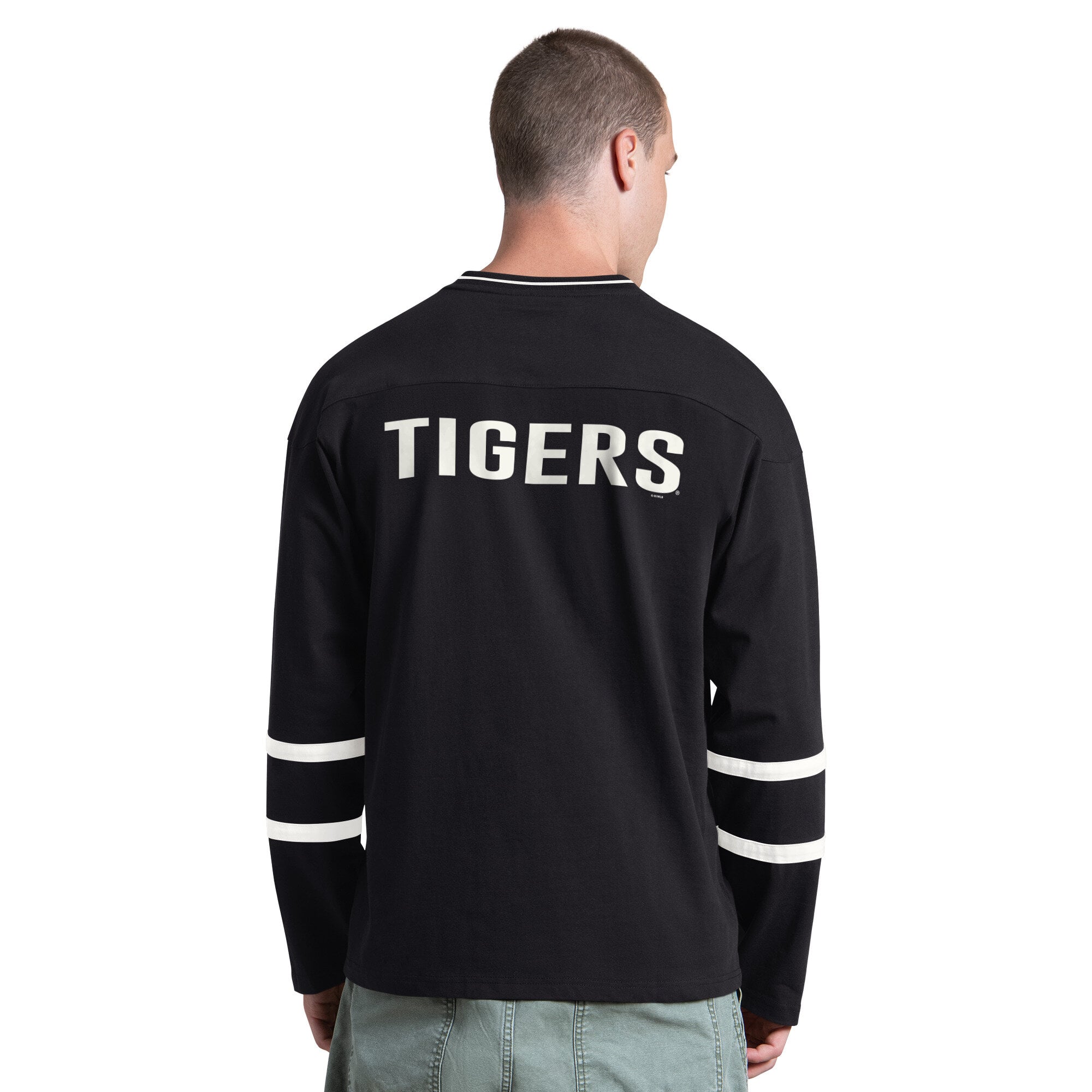 T-shirt à manches longues et col en V Starter Black Detroit Tigers pour homme