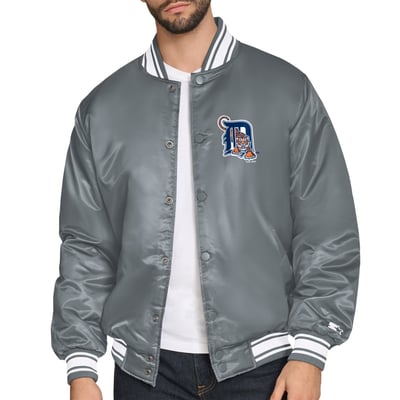  Detroit Tigers Starter Cooperstown Logo Full-Snap Varsity Jacket - Gray