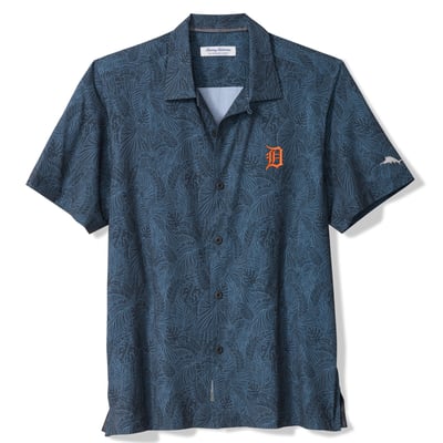 Detroit Tigers Tommy Bahama Saltwater Fronds IslandZone Button-Up Shirt - Navy