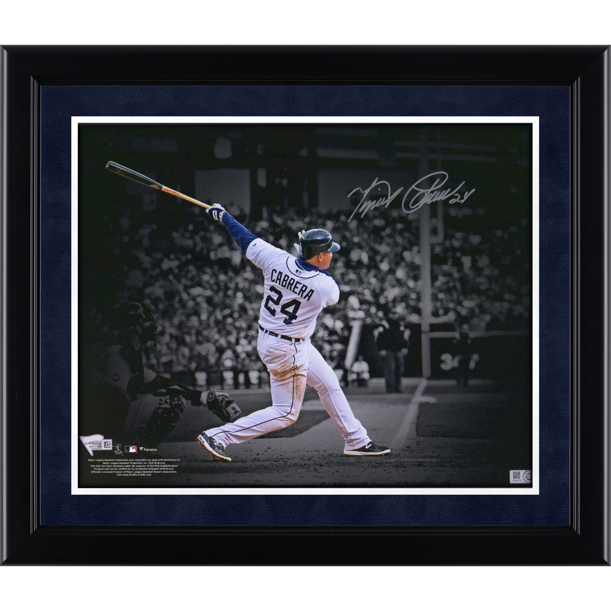 Photo Spotlight autographiée de Miguel Cabrera, joueur des Tigers de Détroit (11 x 14 pouces).