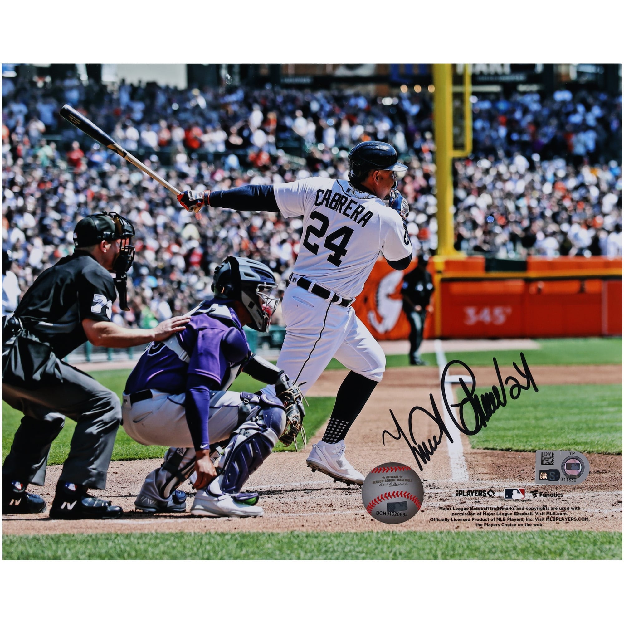 Photo autographiée de Miguel Cabrera (Detroit Tigers) - 3000e coup sûr (8 x 10 pouces)