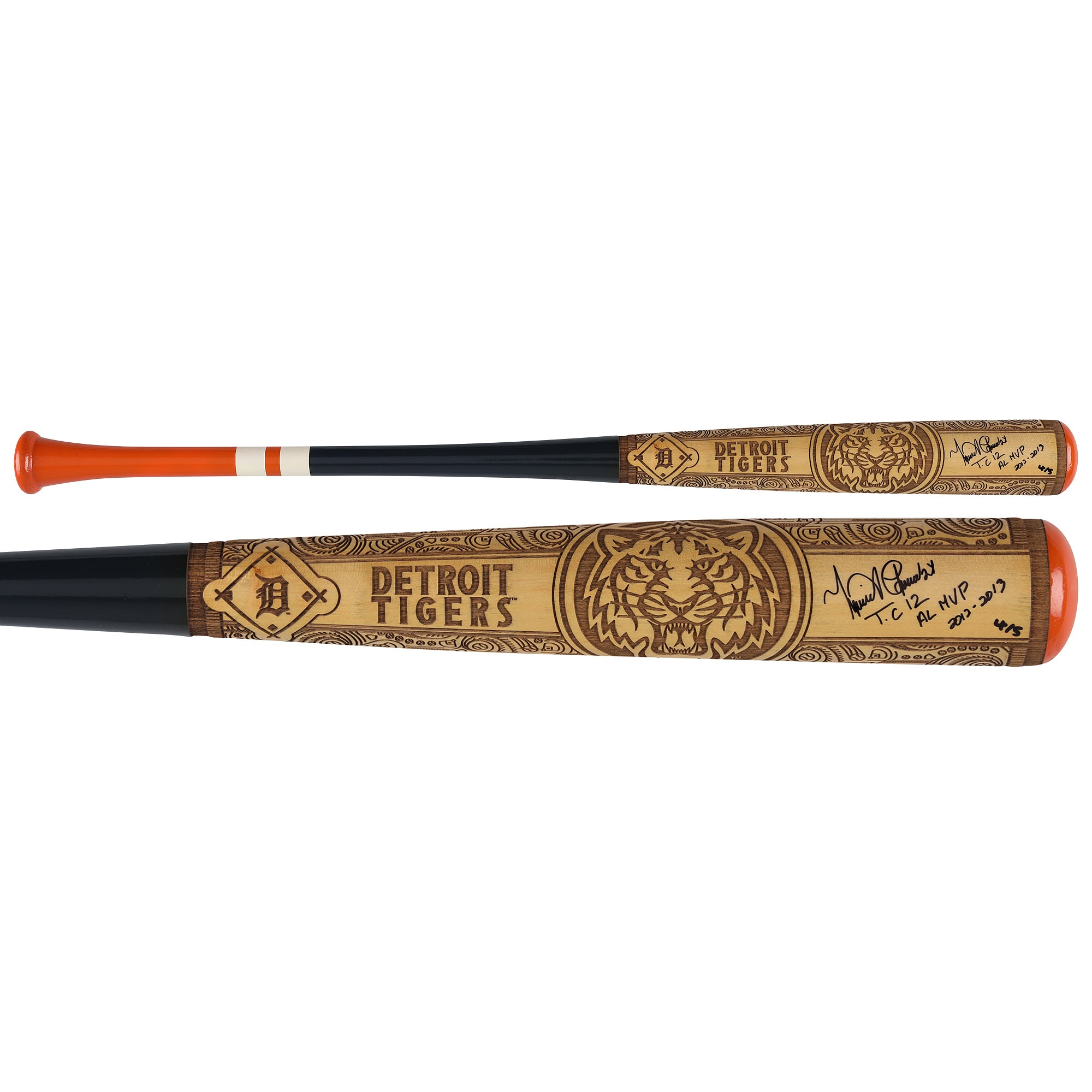 Bâton autographié par Miguel Cabrera des Tigers de Detroit, série Pillbox Bat Company Mural, avec inscriptions multiples - Édition limitée à 5 exemplaires