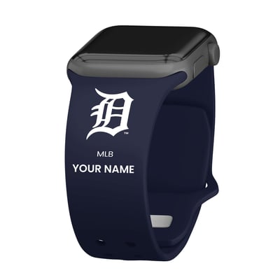 Detroit Tigers Personalized Silicone Apple Watch Band - Navy