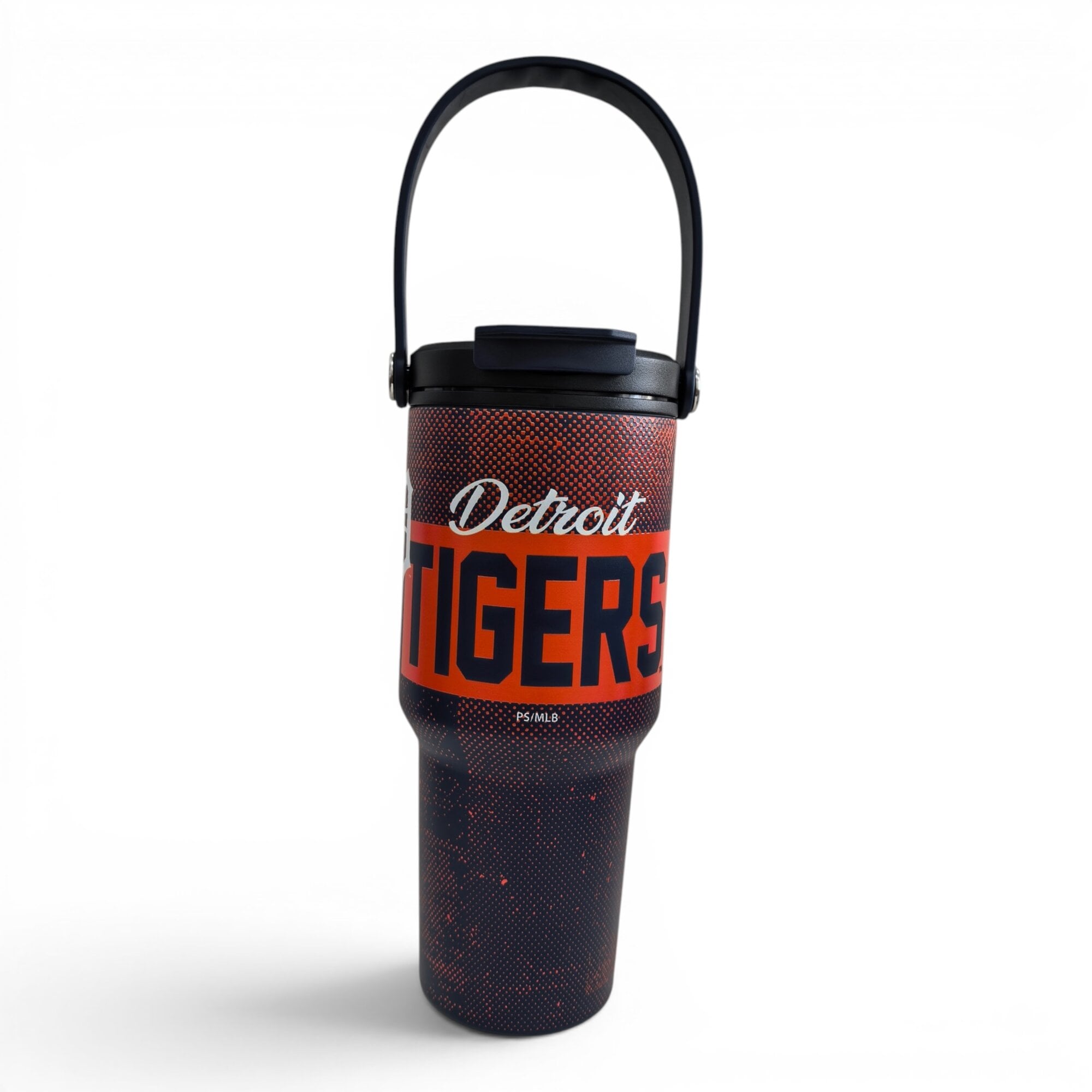 Gourde Pegasus Detroit Tigers de 710 ml (24 oz) en acier inoxydable à double bouchon et motif moucheté dégradé