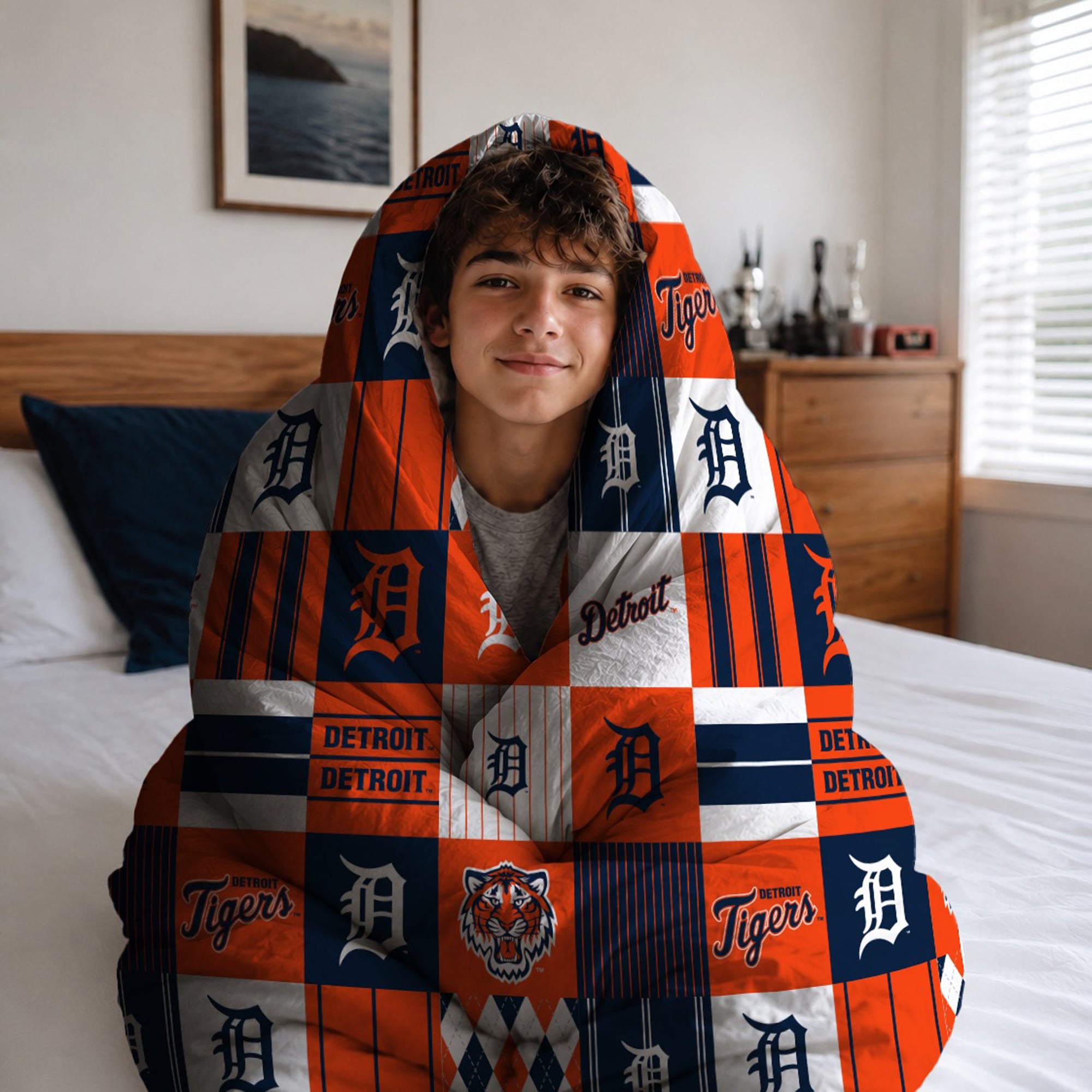 Ensemble de literie deux pièces Pegasus Detroit Tigers Patchwork Plaid Twin/Twin XL