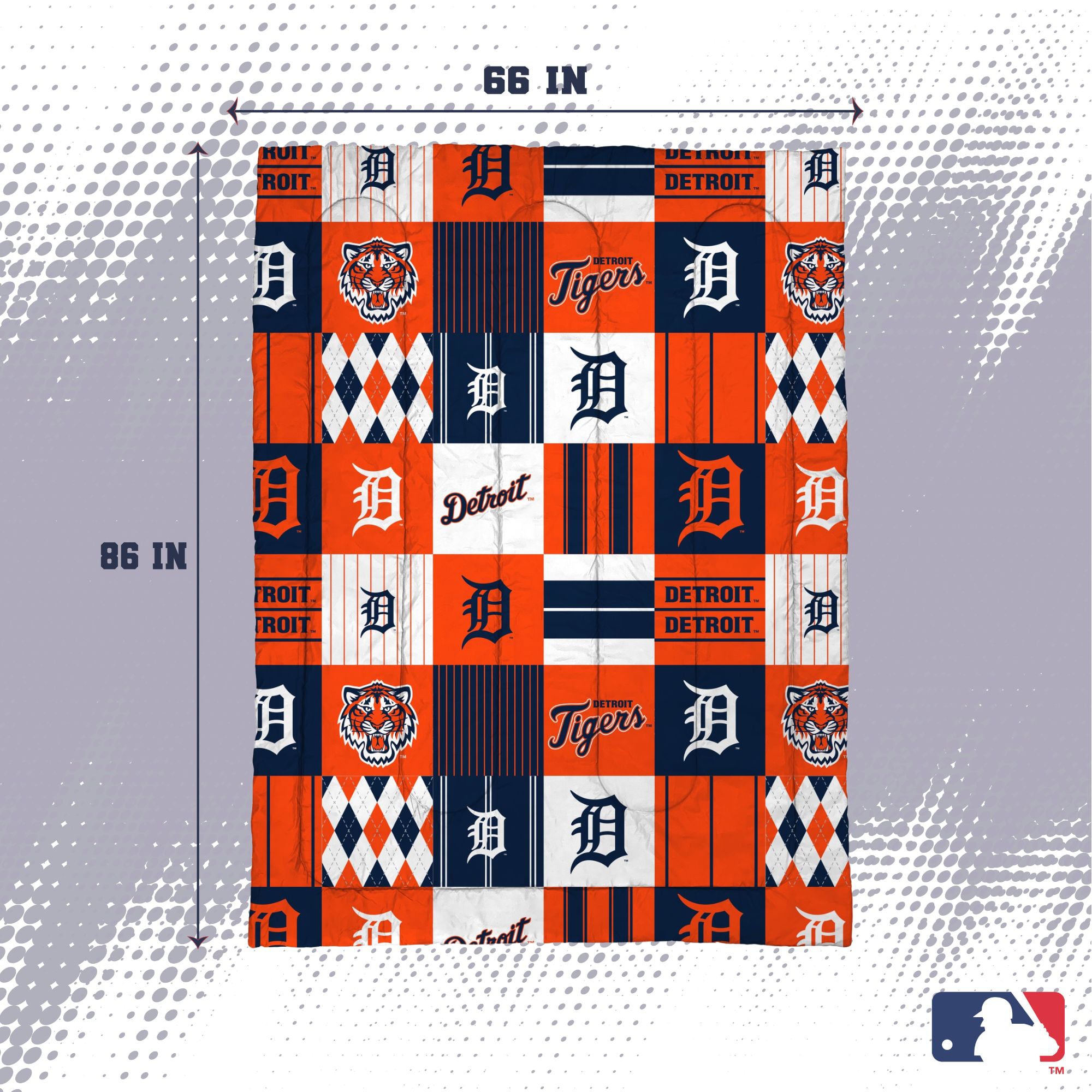 Ensemble de literie deux pièces Pegasus Detroit Tigers Patchwork Plaid Twin/Twin XL