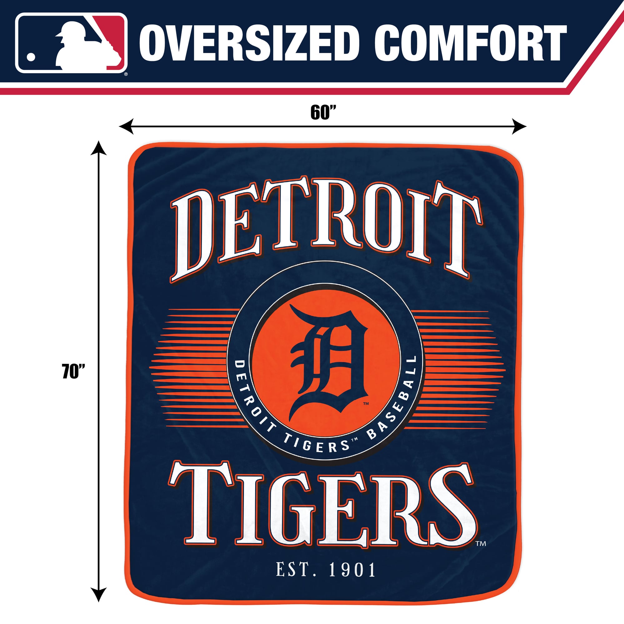 Pegasus Detroit Tigers Spotlight Arch 60" x 70" Ultra Soft Throw Blanket