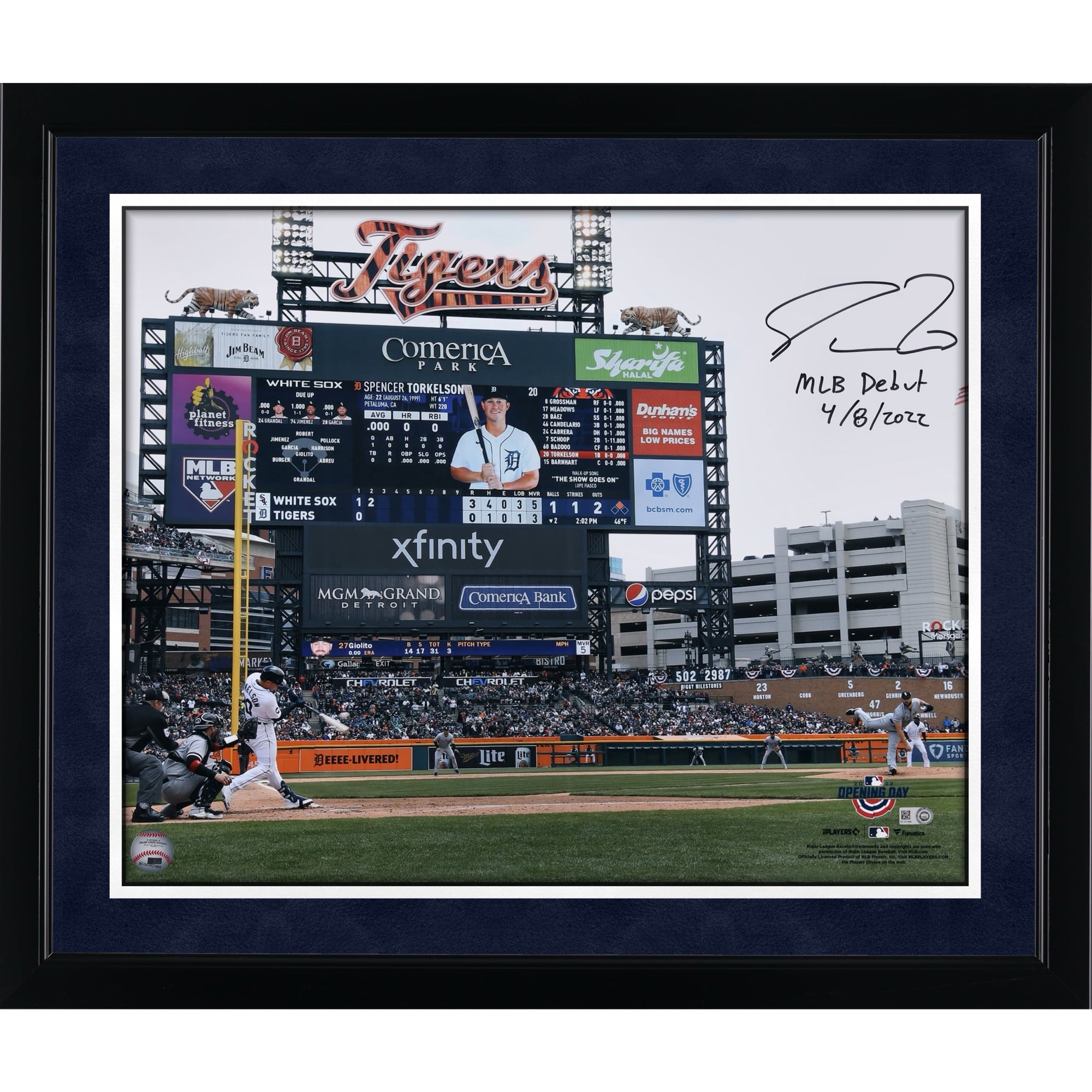 Spencer Torkelson Detroit Tigers Autographed 16" x 20" First At Bat Photograph with "MLB Debut 4-8-22" Inscription