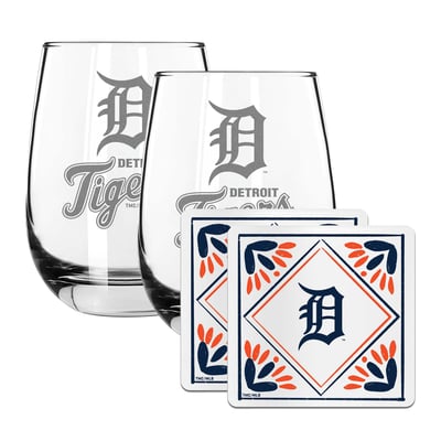 Detroit Tigers The Memory Company 15oz. Stemless Wine Glass & Coaster Set