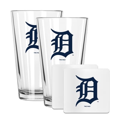 Detroit Tigers The Memory Company 16oz. Pint Glass and Coaster Set