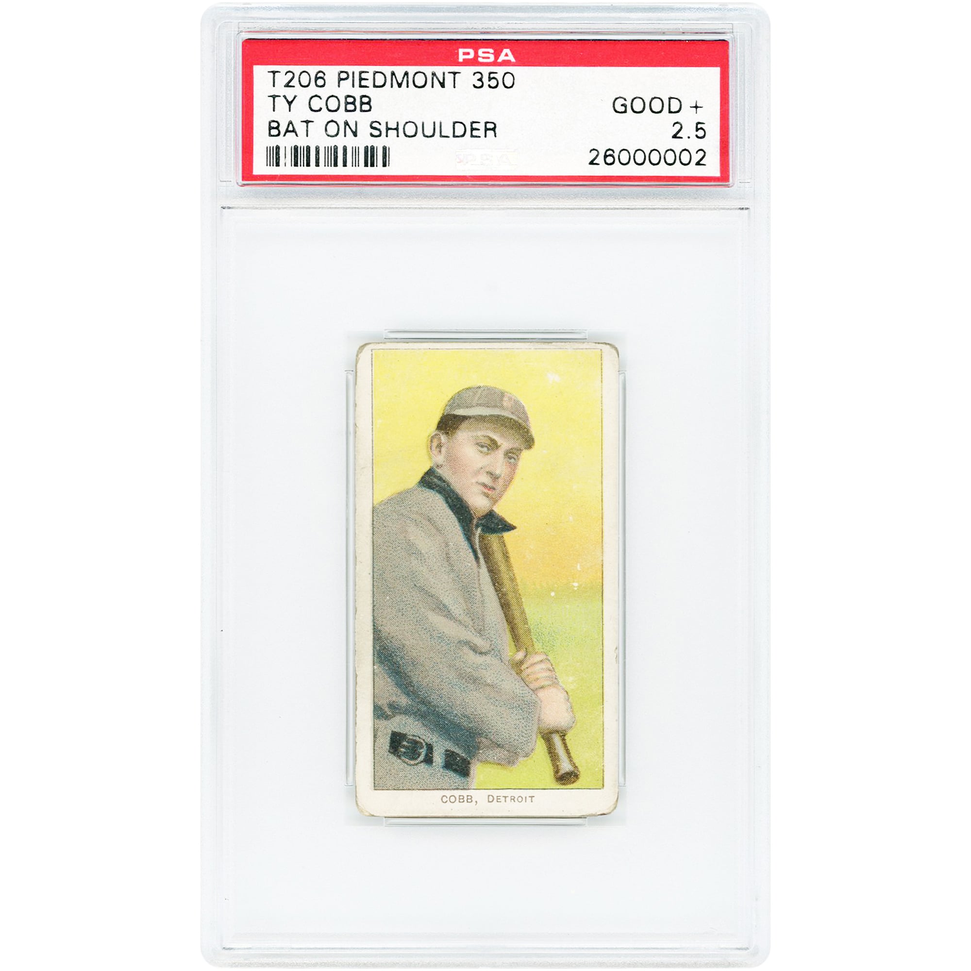 Ty Cobb Detroit Tigers 1909-11 T206 Piedmont 350 Bat On Shoulder #NNO PSA Authenticated 2.5 Card
