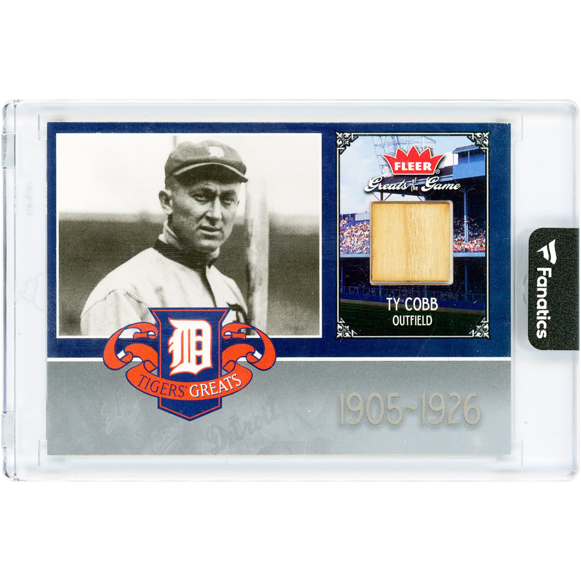 Carte Ty Cobb Detroit Tigers 2006 Fleer Greats of the Game - Bâton utilisé en match (relique) #DET-TC