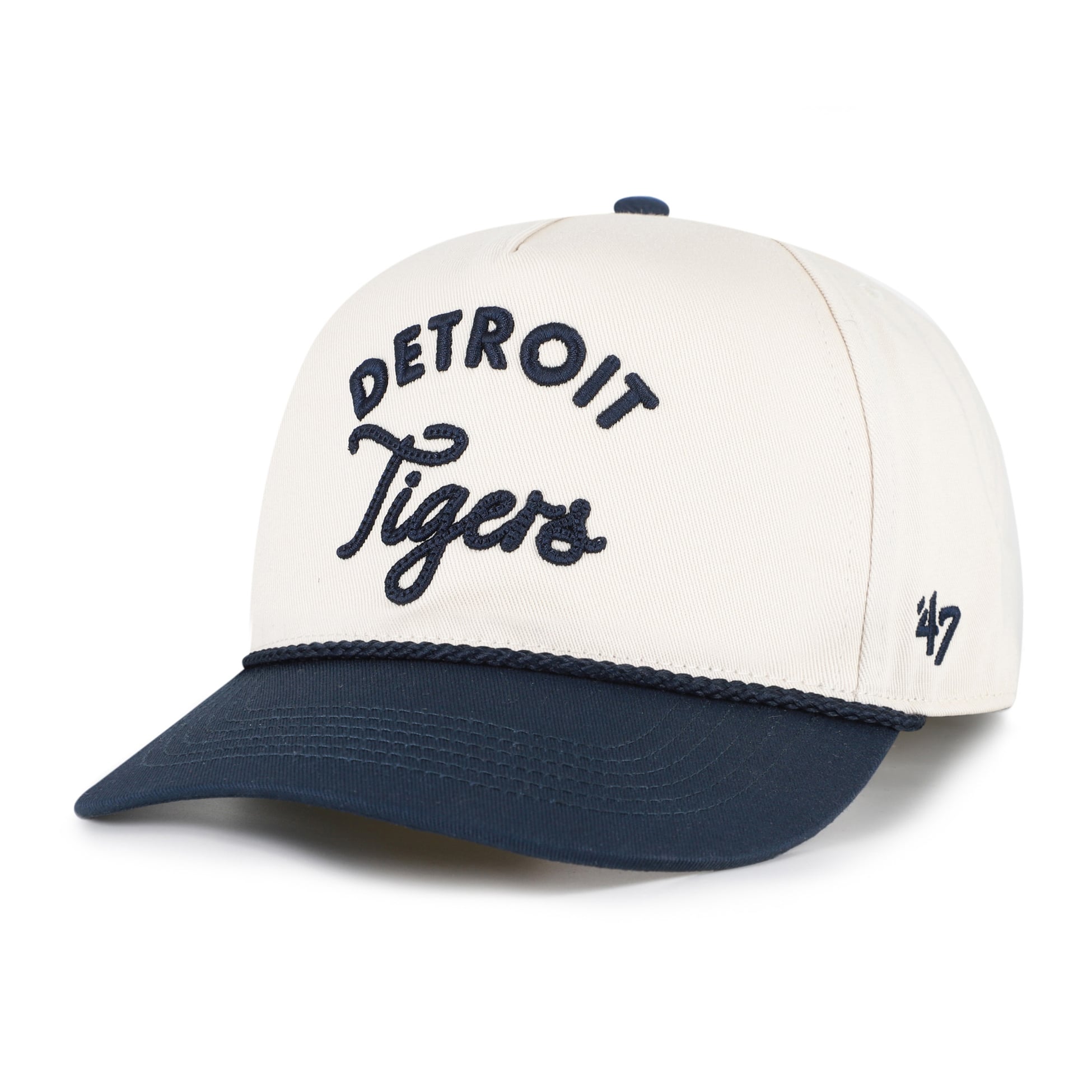 Unisex '47 Natural/Navy Detroit Tigers Rope Script Hitch Adjustable Hat