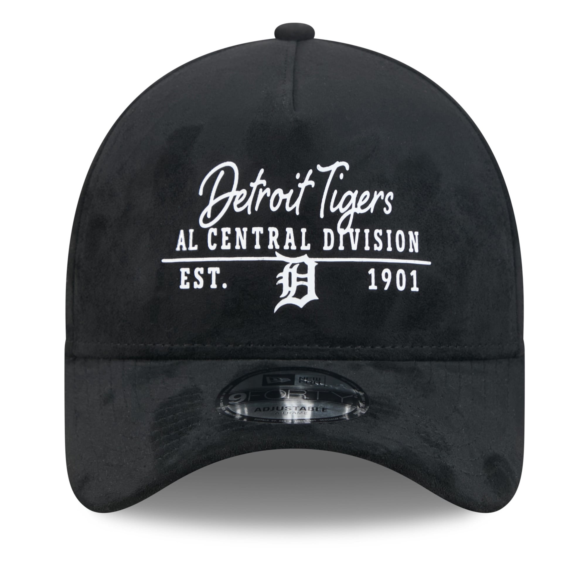 Unisex New Era Black Detroit Tigers Script Text 9FORTY A-Frame Adjustable Hat