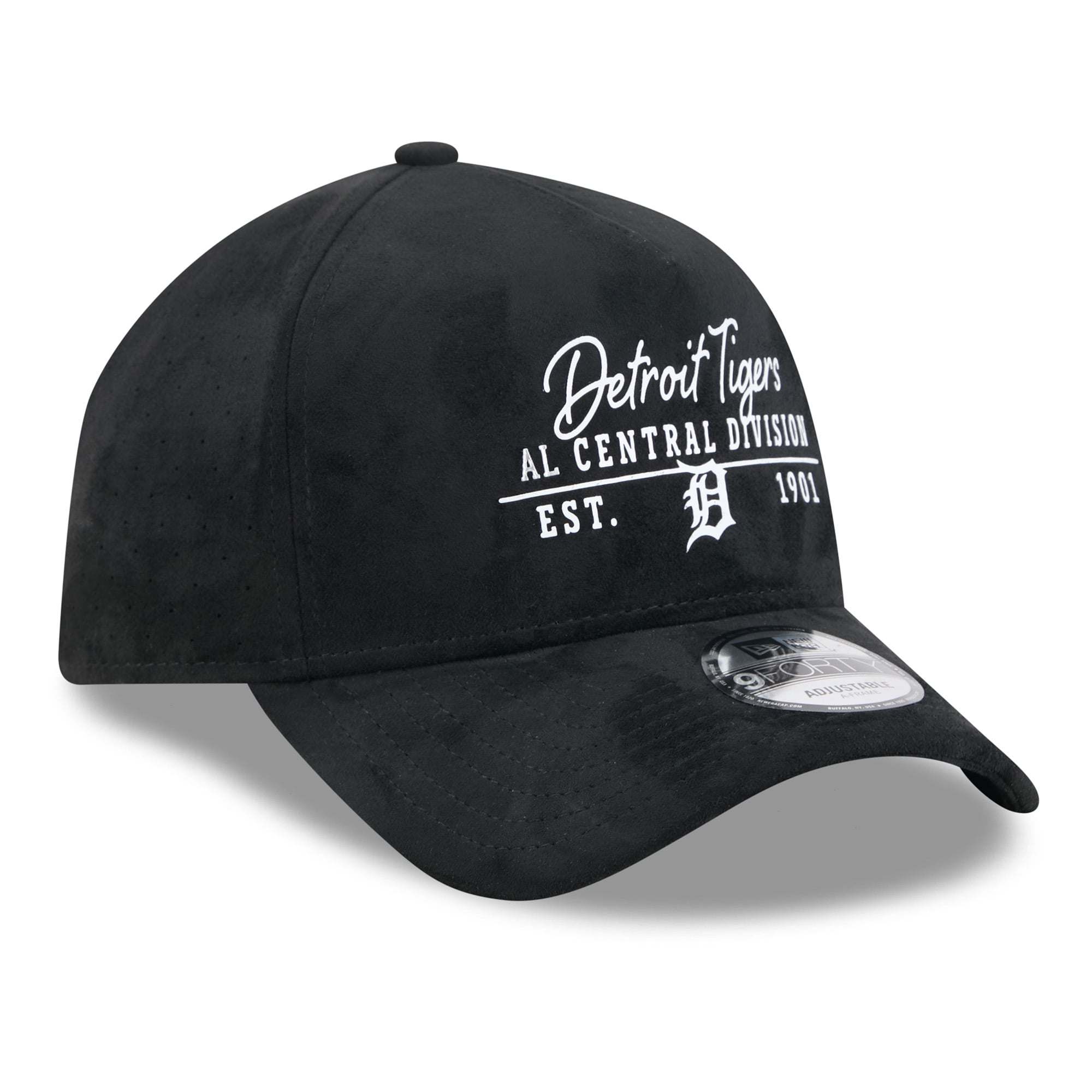 Unisex New Era Black Detroit Tigers Script Text 9FORTY A-Frame Adjustable Hat