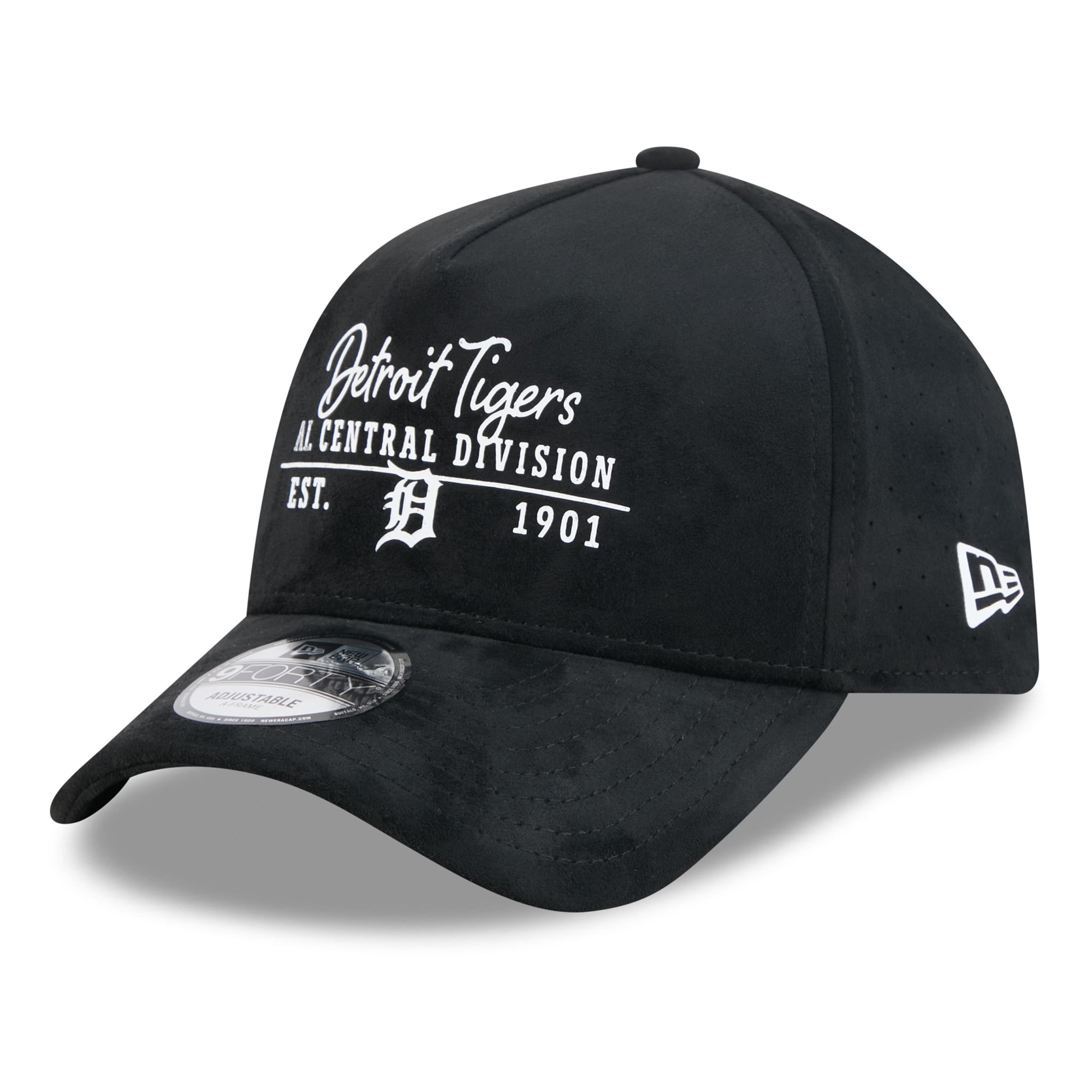 Unisex New Era Black Detroit Tigers Script Text 9FORTY A-Frame Adjustable Hat