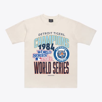 T-shirt unisexe Detroit Tigers Peace Collective, champions des Séries mondiales de 1984 - Crème