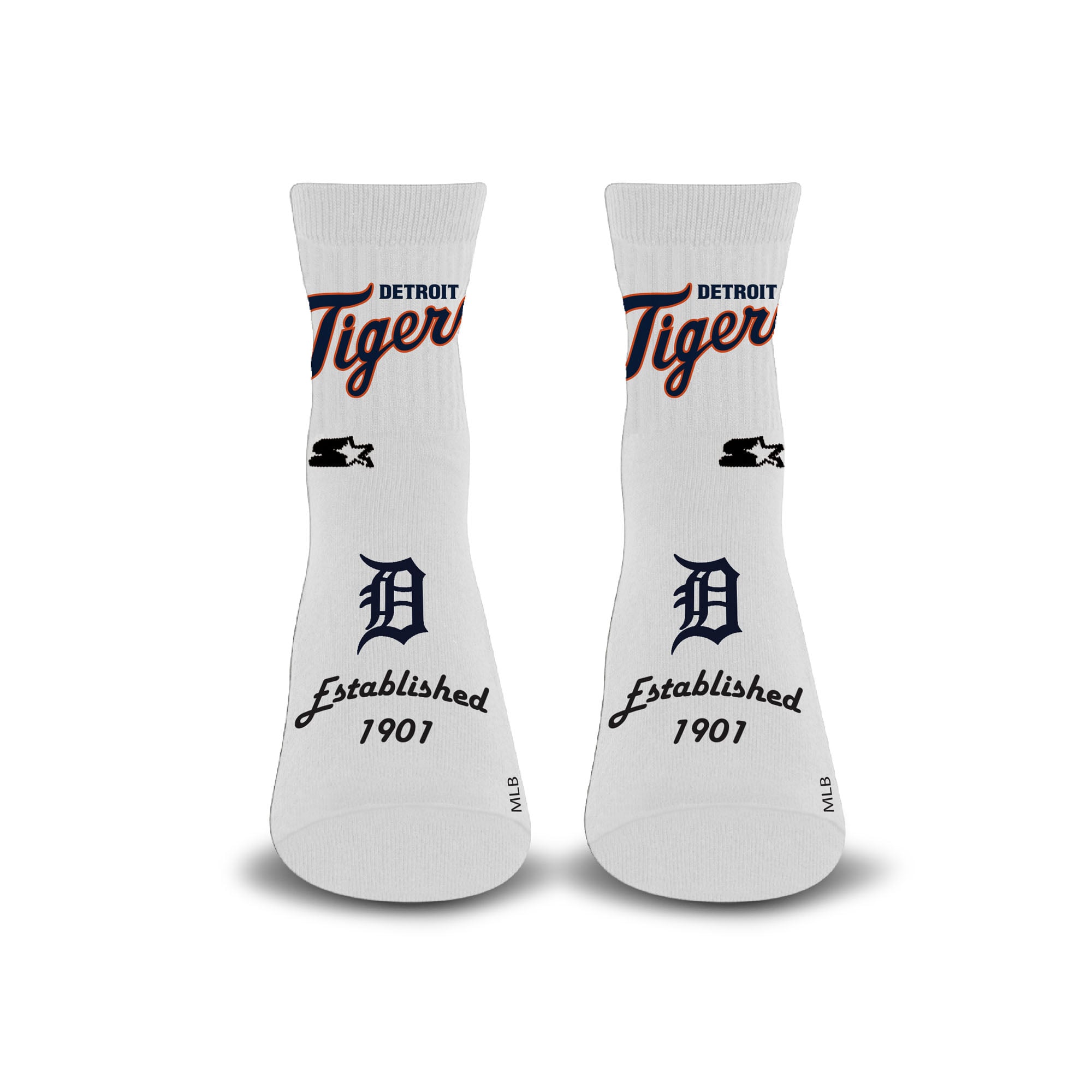 Chaussettes unisexe Starter blanches Detroit Tigers, modèle Established Stencil
