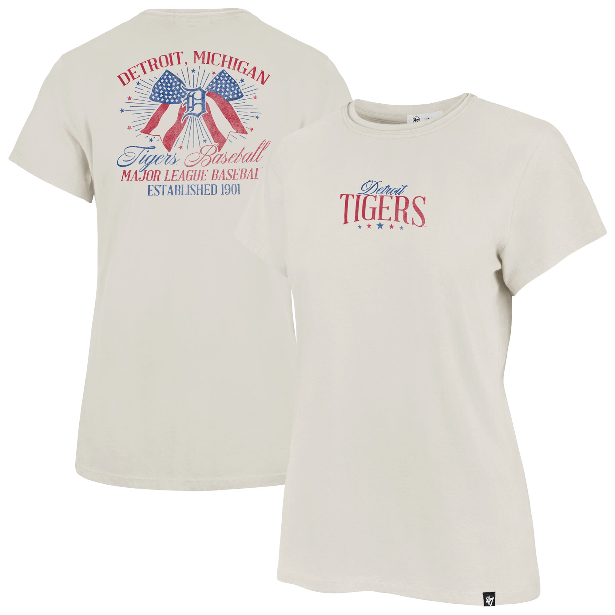 Women's '47 Cream Detroit Tigers Bow Burst Frankie T-Shirt