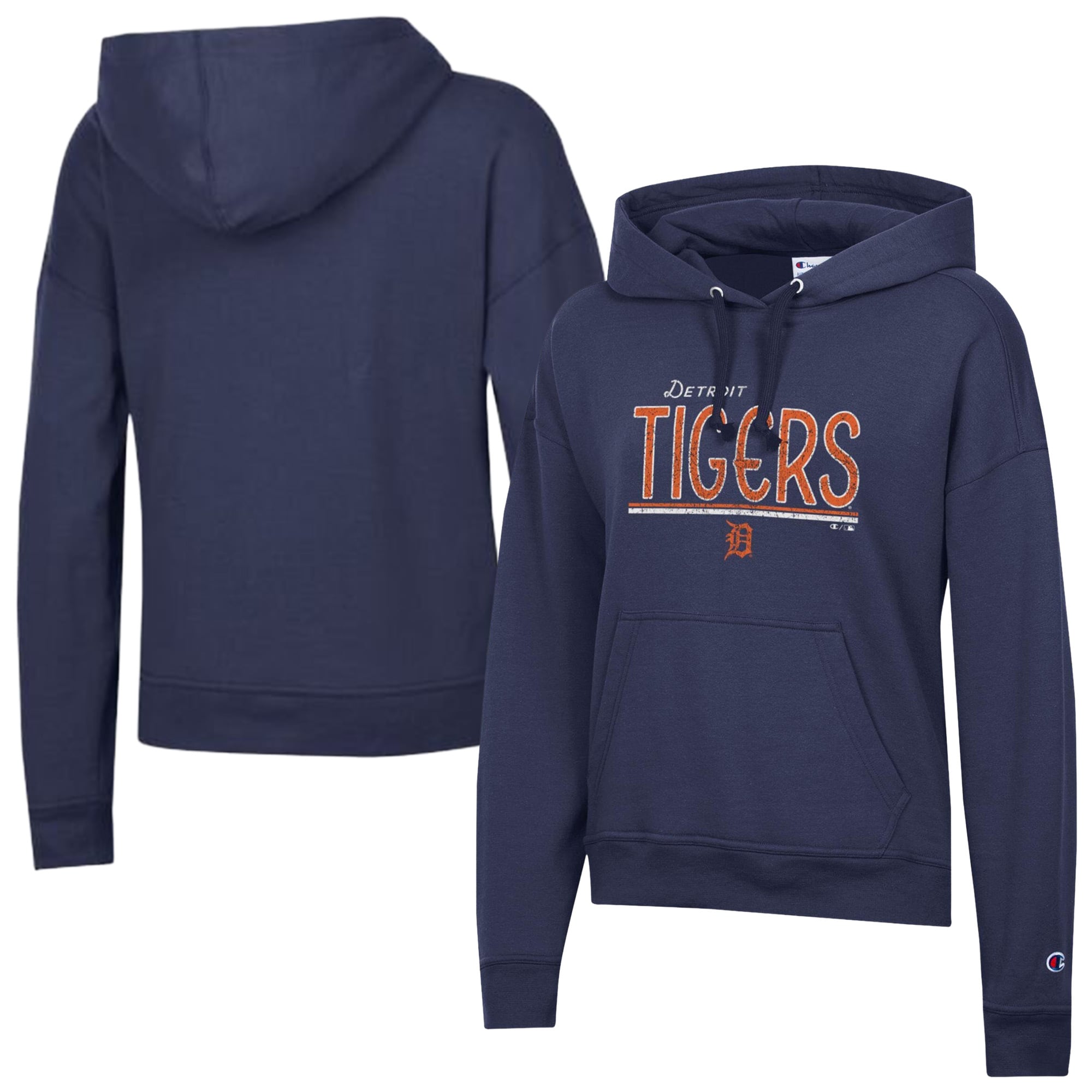 Women's Champion Navy Detroit Tigers Vintage Powerblend Hoodie