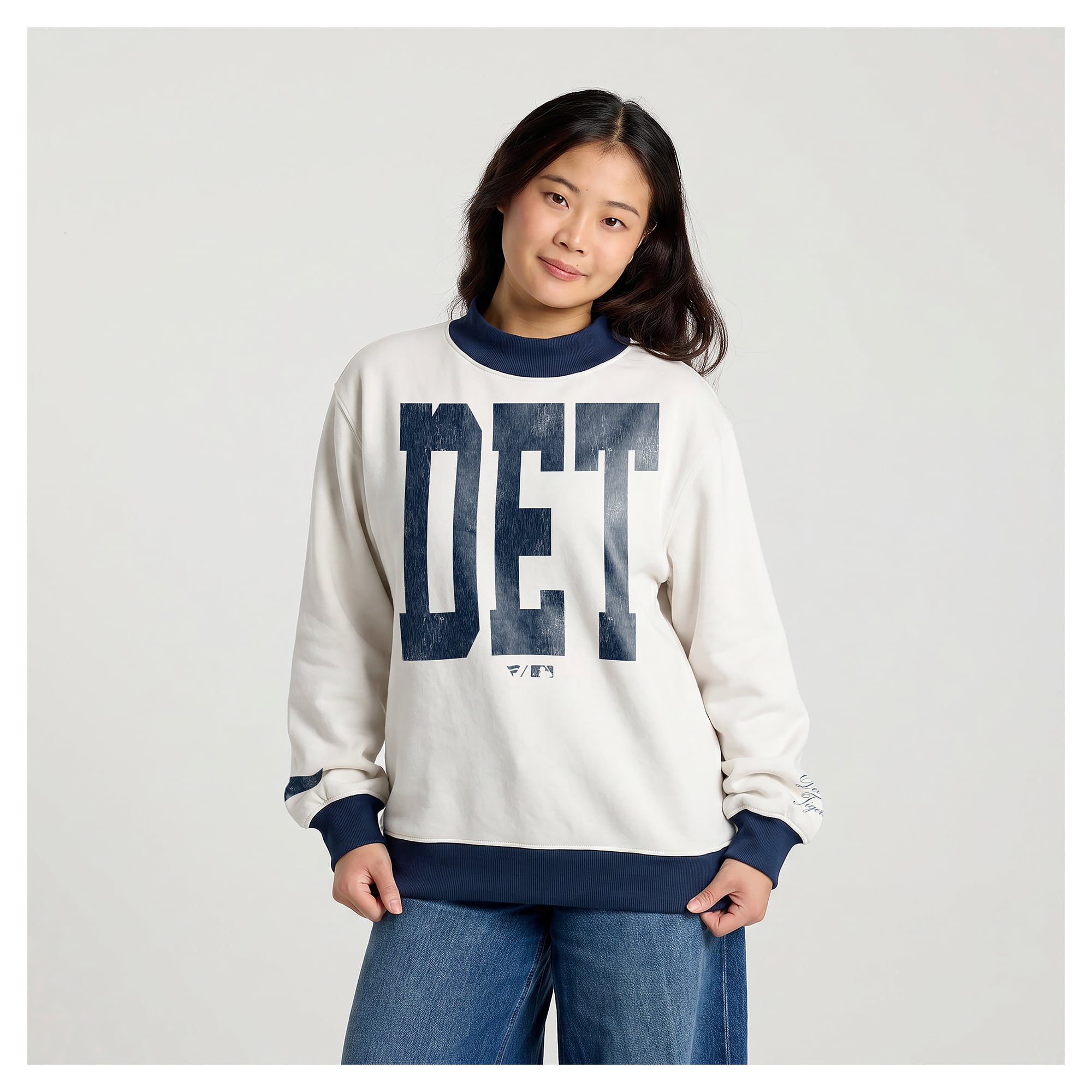 Women's Fanatics Cream Detroit Tigers City Abbreviation Funnel Neck Fleece Sweatshirt