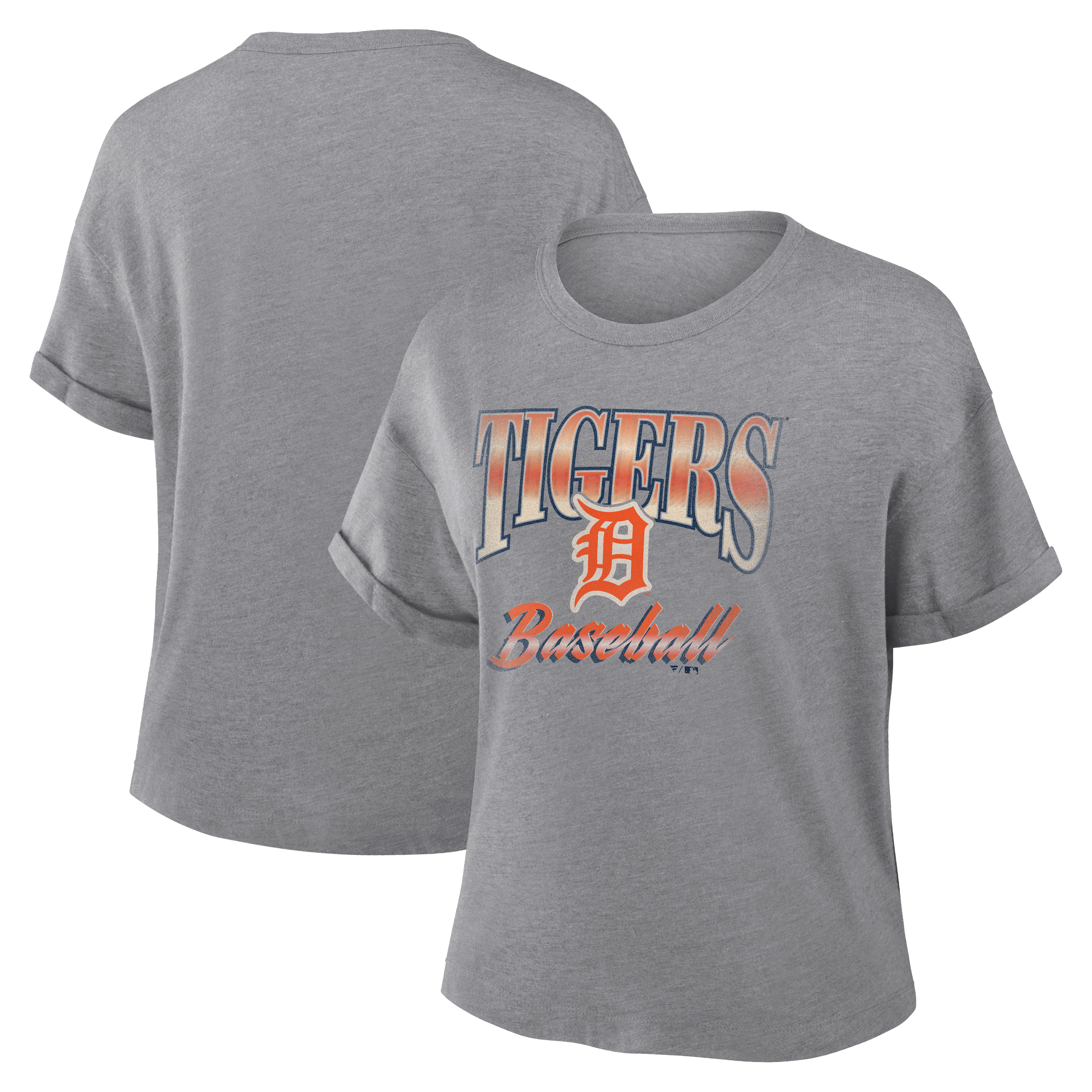 Women's Fanatics Heather Gray Detroit Tigers Cooperstown Tribute Tri-Blend Boxy T-Shirt