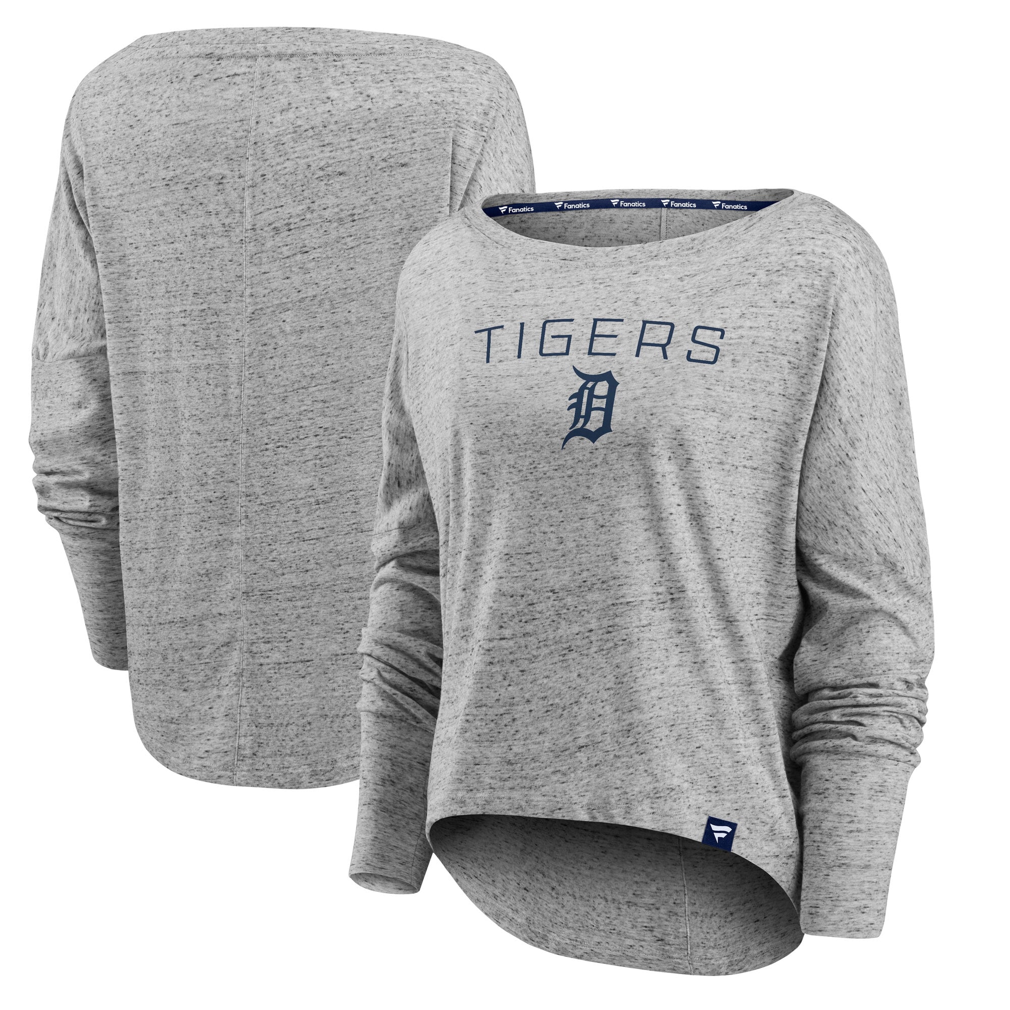T-shirt à manches longues Fanatics pour femmes, gris chiné, Detroit Tigers Nostalgia