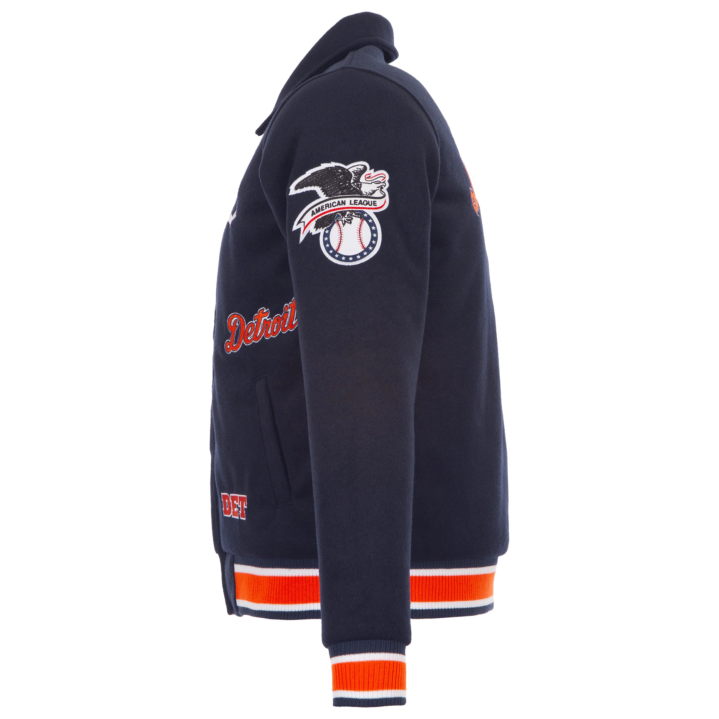 Veste réversible en laine bleu marine Detroit Tigers pour femme, modèle JH Design, fermeture à boutons-pression.