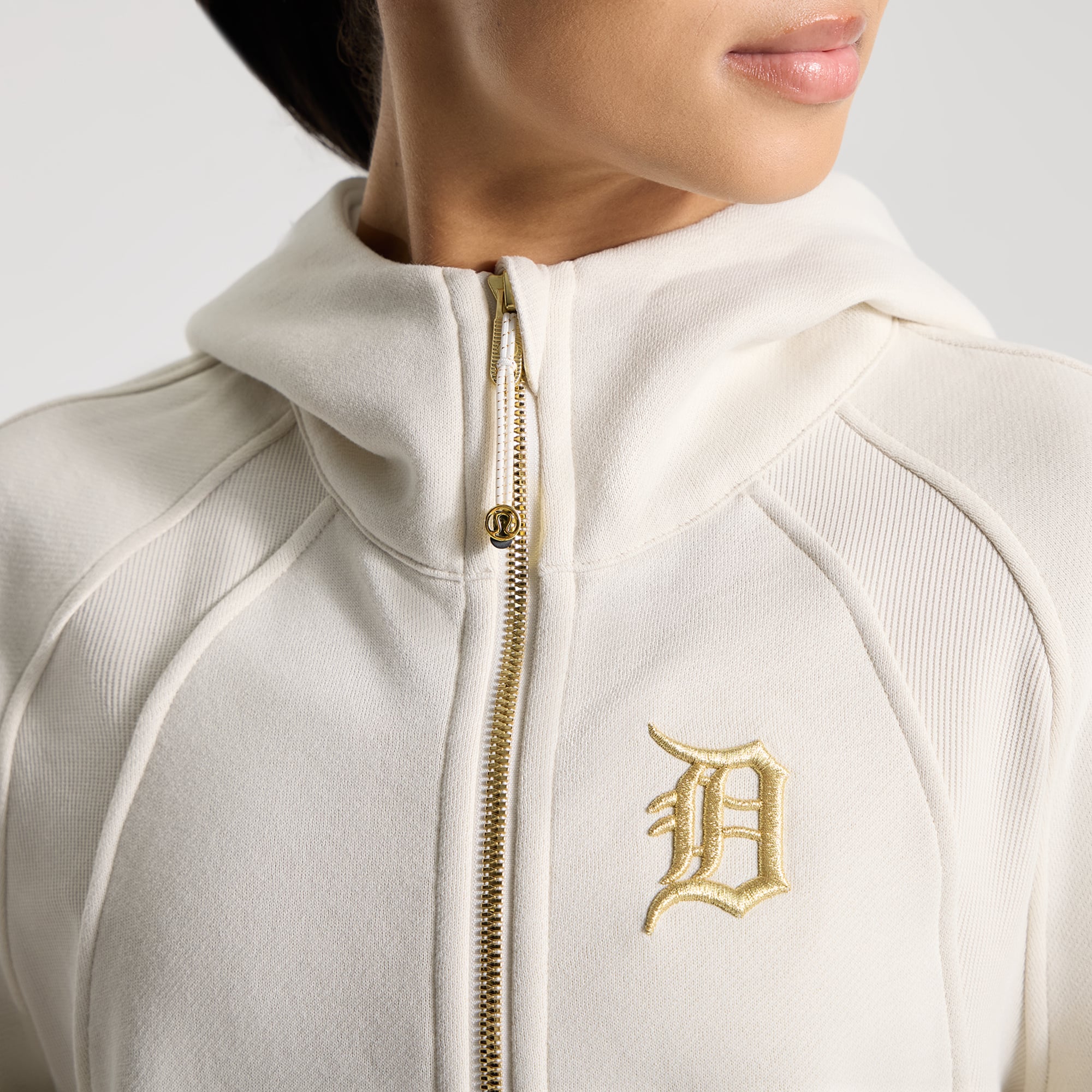 Sweat à capuche oversize demi-zip lululemon crème Detroit Tigers Scuba pour femme