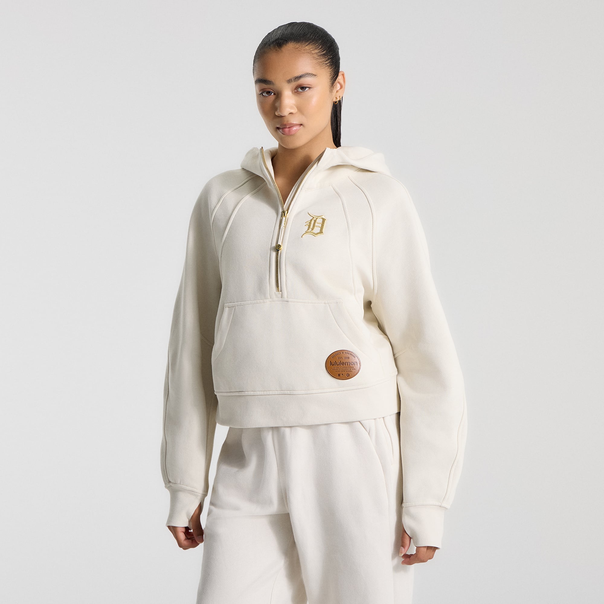 Women's lululemon Cream Detroit Tigers Scuba Oversized Half-Zip Hoodie